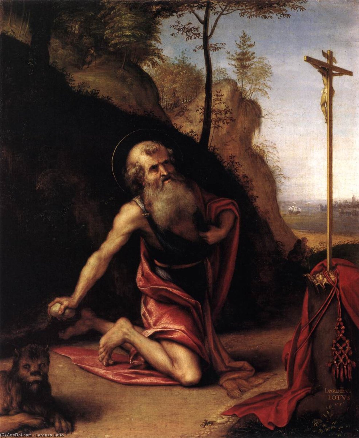 Wikioo.org - The Encyclopedia of Fine Arts - Painting, Artwork by Lorenzo Lotto - The Penitent St Jerome