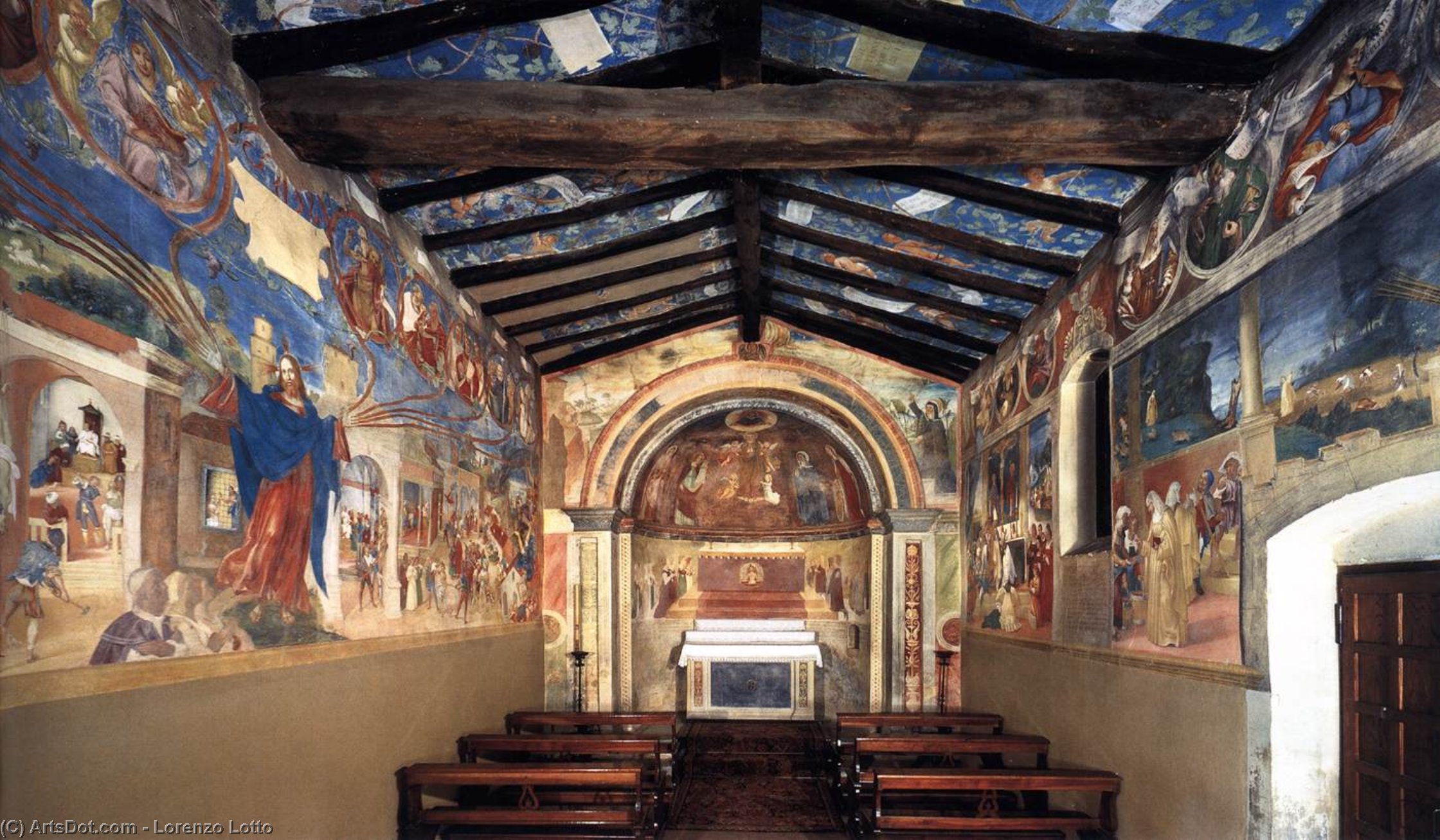 Wikioo.org – L'Enciclopedia delle Belle Arti - Pittura, Opere di Lorenzo Lotto - vista di Oratorio  verso  dopodomani  Altare