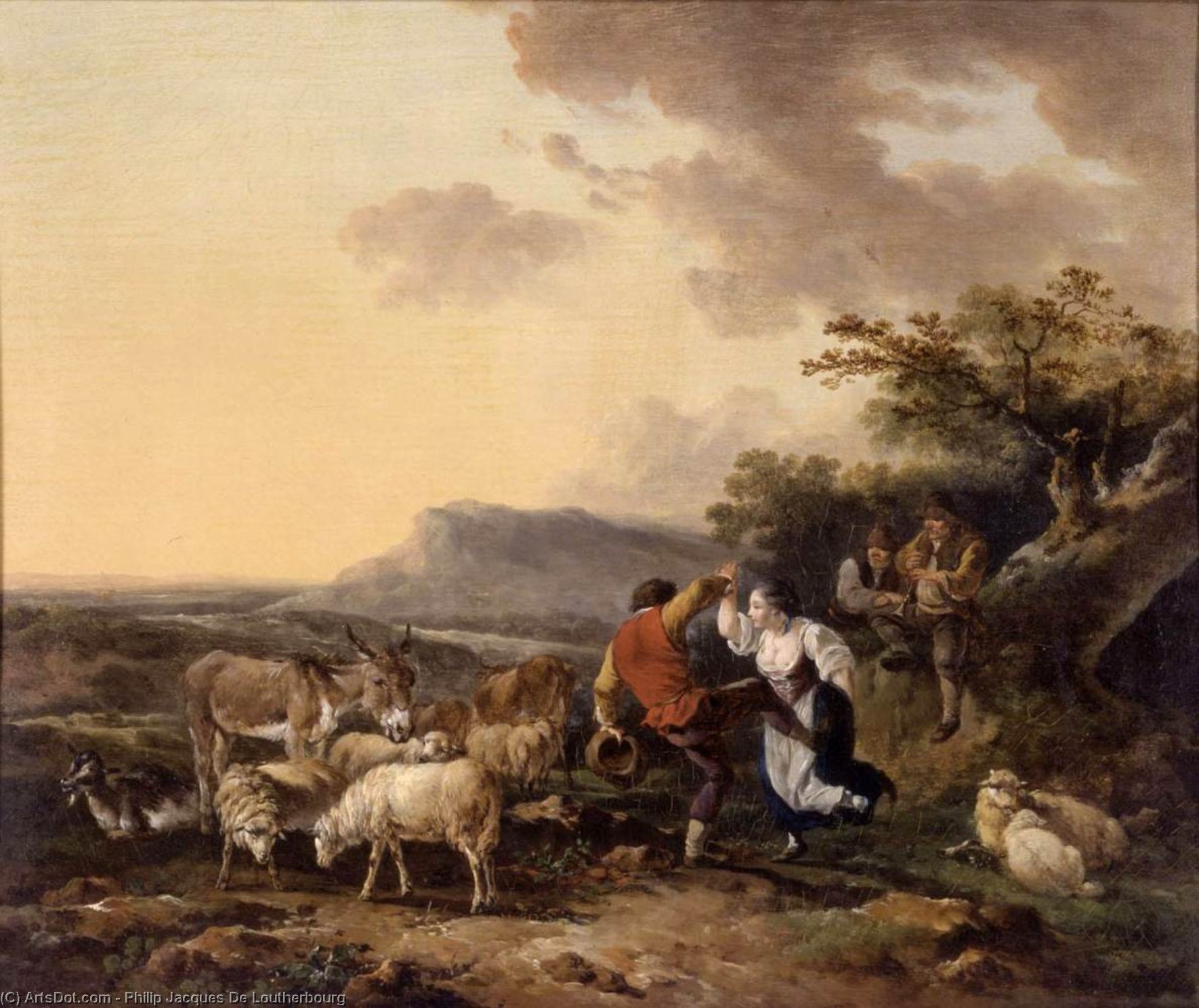 Wikioo.org - The Encyclopedia of Fine Arts - Painting, Artwork by Philip Jacques De Loutherbourg - Shepherd and Shepherdess Dancing