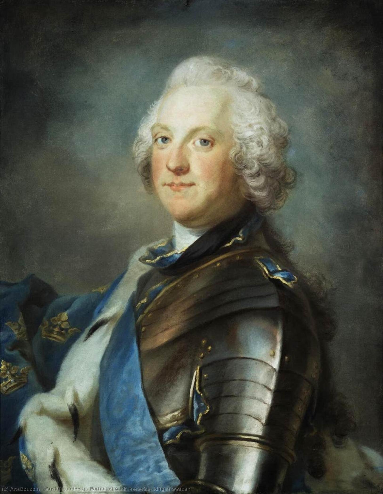 Wikioo.org - The Encyclopedia of Fine Arts - Painting, Artwork by Gustaf Lundberg - Portrait of Adolf Frederick, King of Sweden