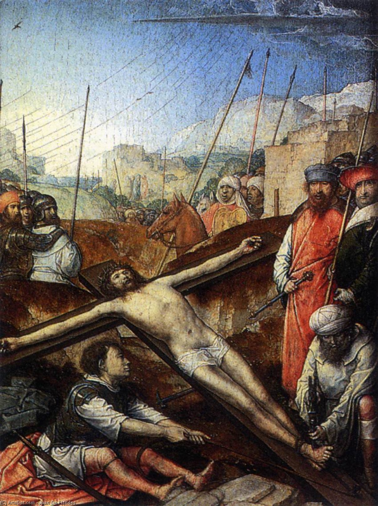 Wikioo.org - The Encyclopedia of Fine Arts - Painting, Artwork by Juan De Flandes - Christ Nailed to the Cross