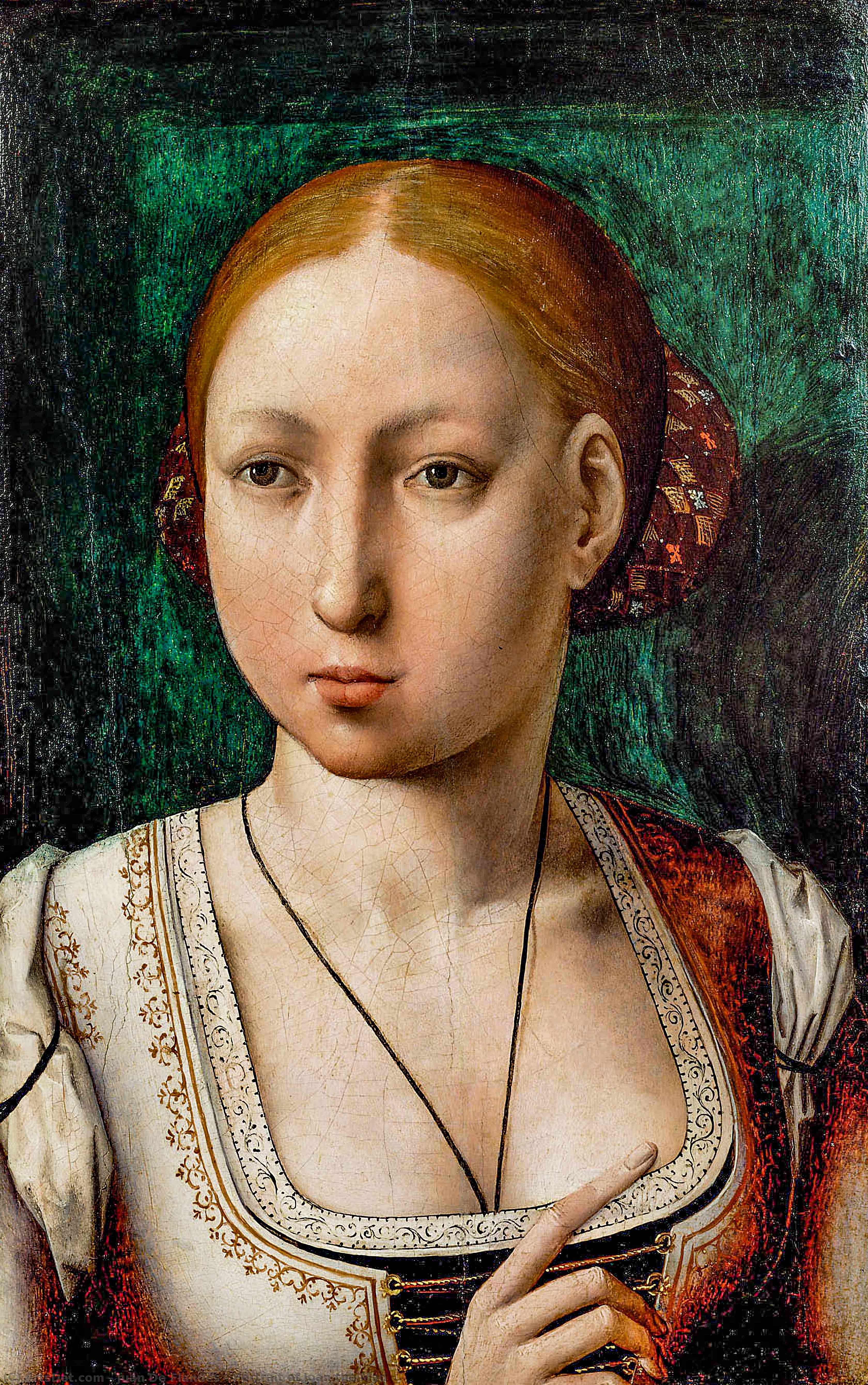 Wikoo.org - موسوعة الفنون الجميلة - اللوحة، العمل الفني Juan De Flandes - Portrait of Joan the Mad