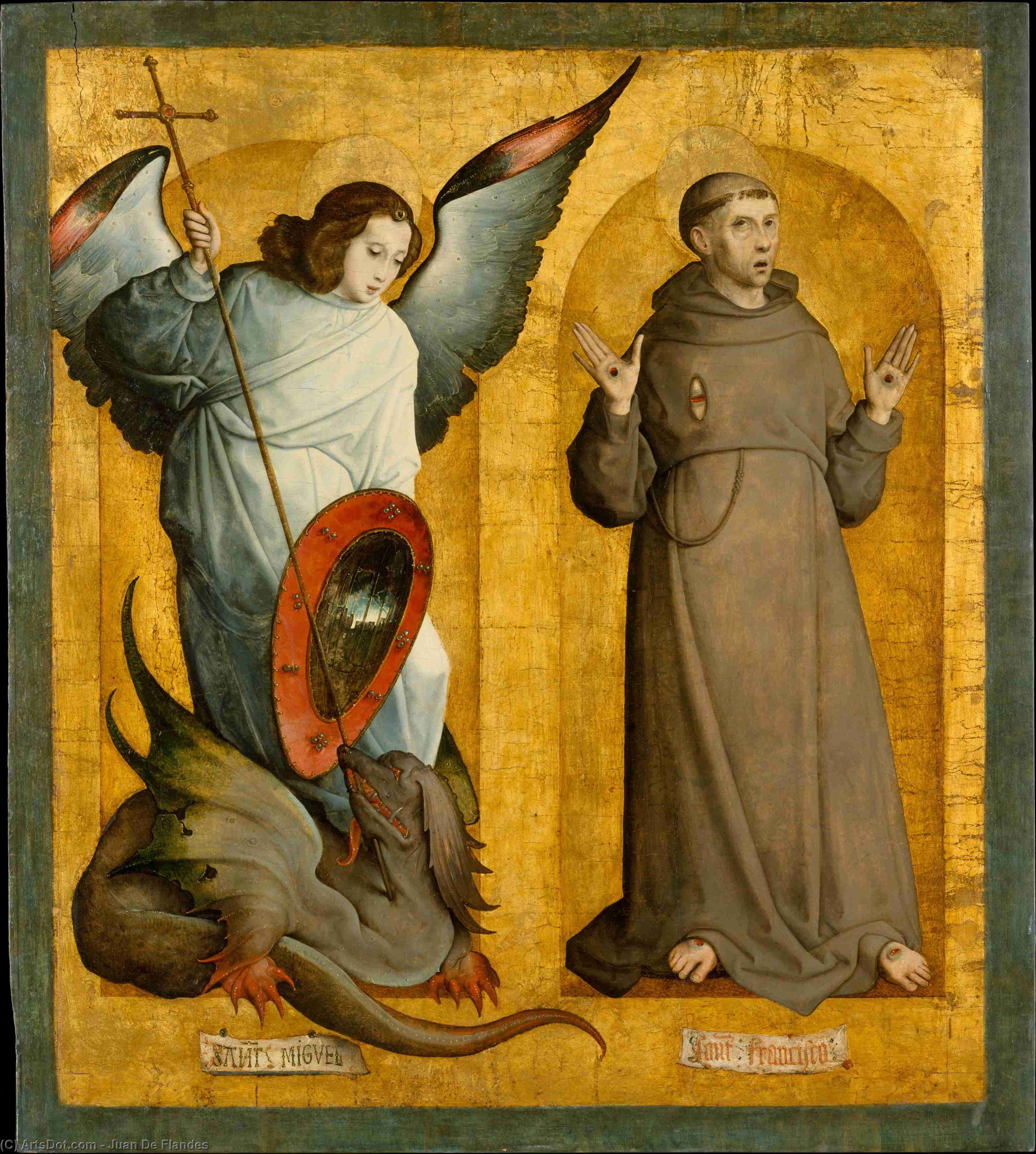 Wikioo.org - The Encyclopedia of Fine Arts - Painting, Artwork by Juan De Flandes - Saints Michael and Francis