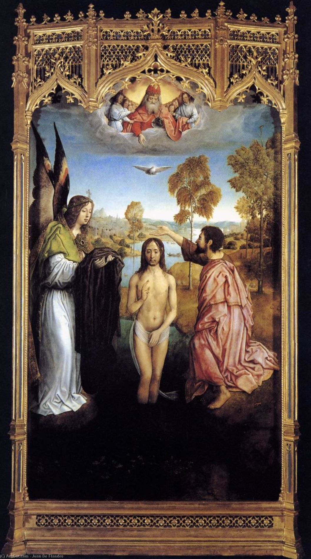 Wikioo.org – La Enciclopedia de las Bellas Artes - Pintura, Obras de arte de Juan De Flandes - El bautismo de Cristo