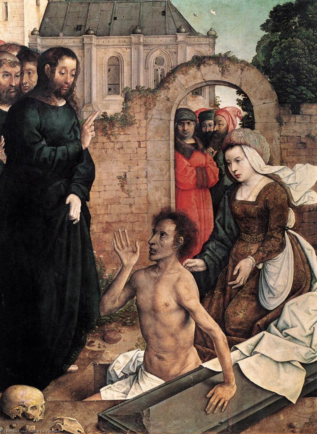 WikiOO.org - Encyclopedia of Fine Arts - Lukisan, Artwork Juan De Flandes - The Raising of Lazarus
