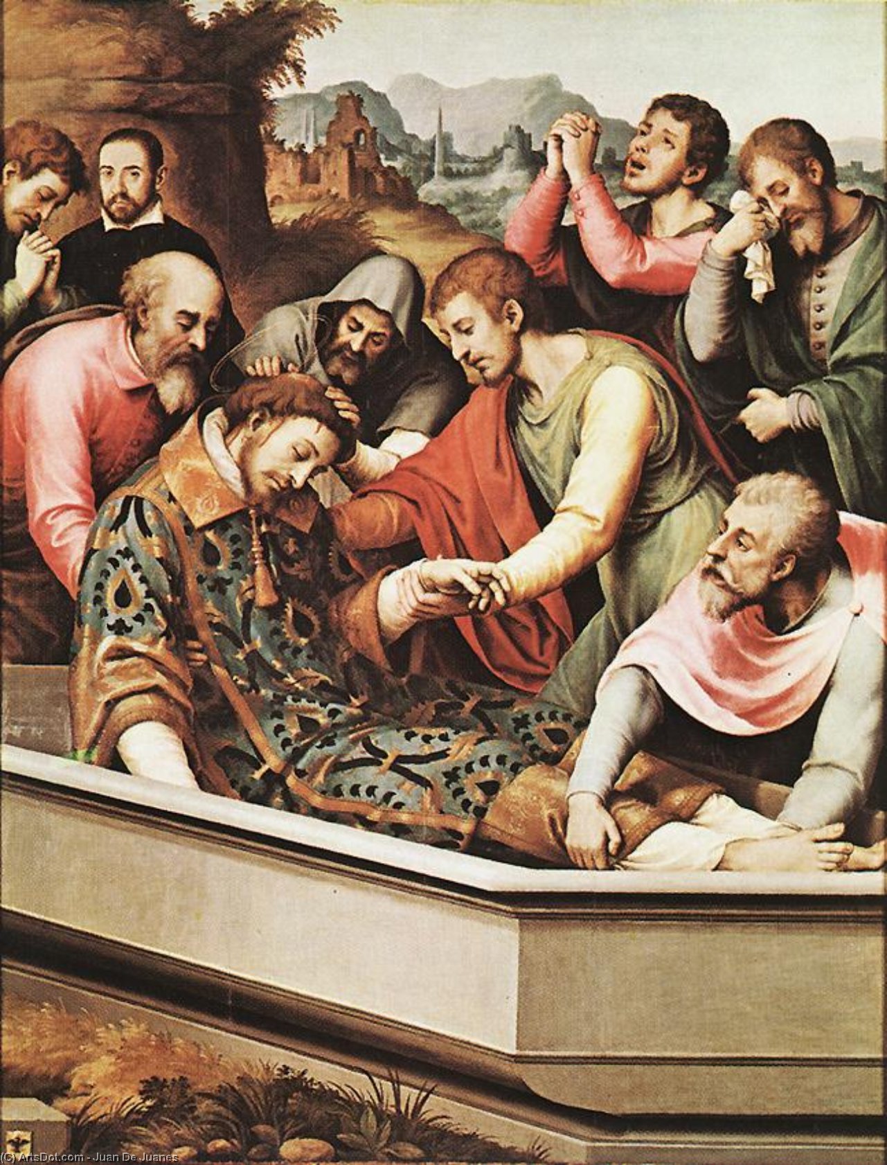 WikiOO.org - Енциклопедия за изящни изкуства - Живопис, Произведения на изкуството Juan De Juanes - The Entombment of St Stephen Martyr