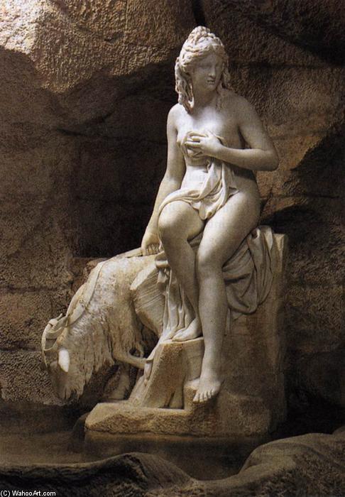 WikiOO.org - Encyclopedia of Fine Arts - Lukisan, Artwork Pierre Julien - Amalthaea (Girl Tending a Goat)