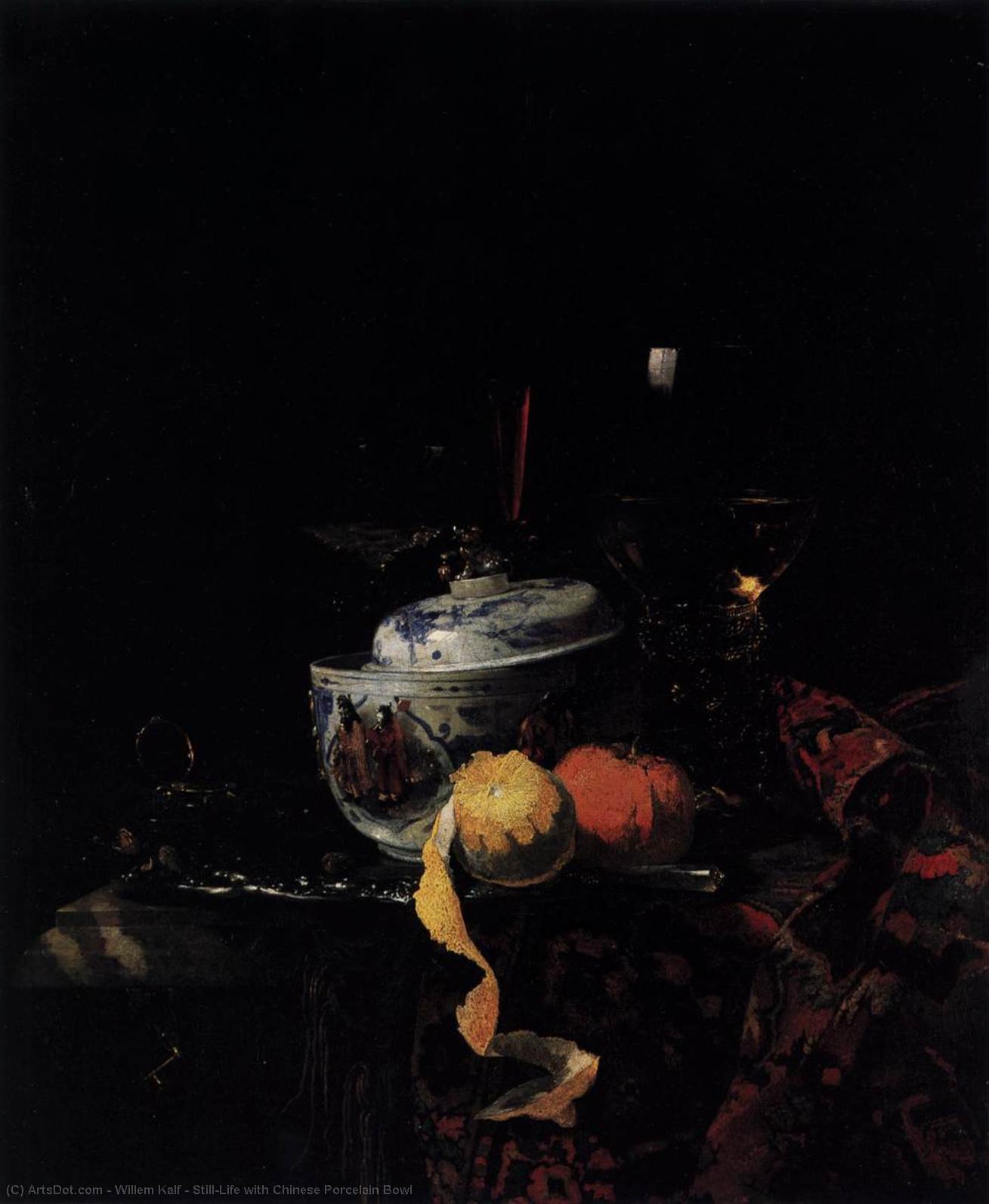 Wikioo.org - The Encyclopedia of Fine Arts - Painting, Artwork by Willem Kalf - Still-Life with Chinese Porcelain Bowl