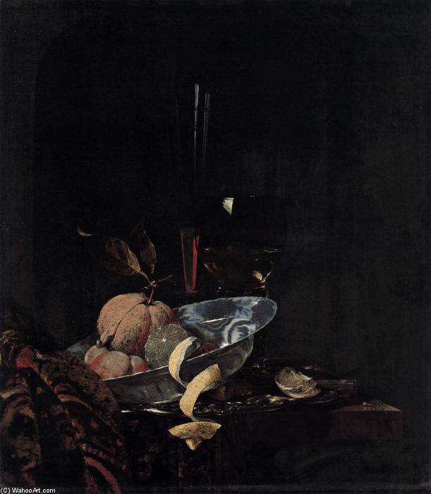 WikiOO.org – 美術百科全書 - 繪畫，作品 Willem Kalf - 静物与水果，玻璃器皿，以及万里碗