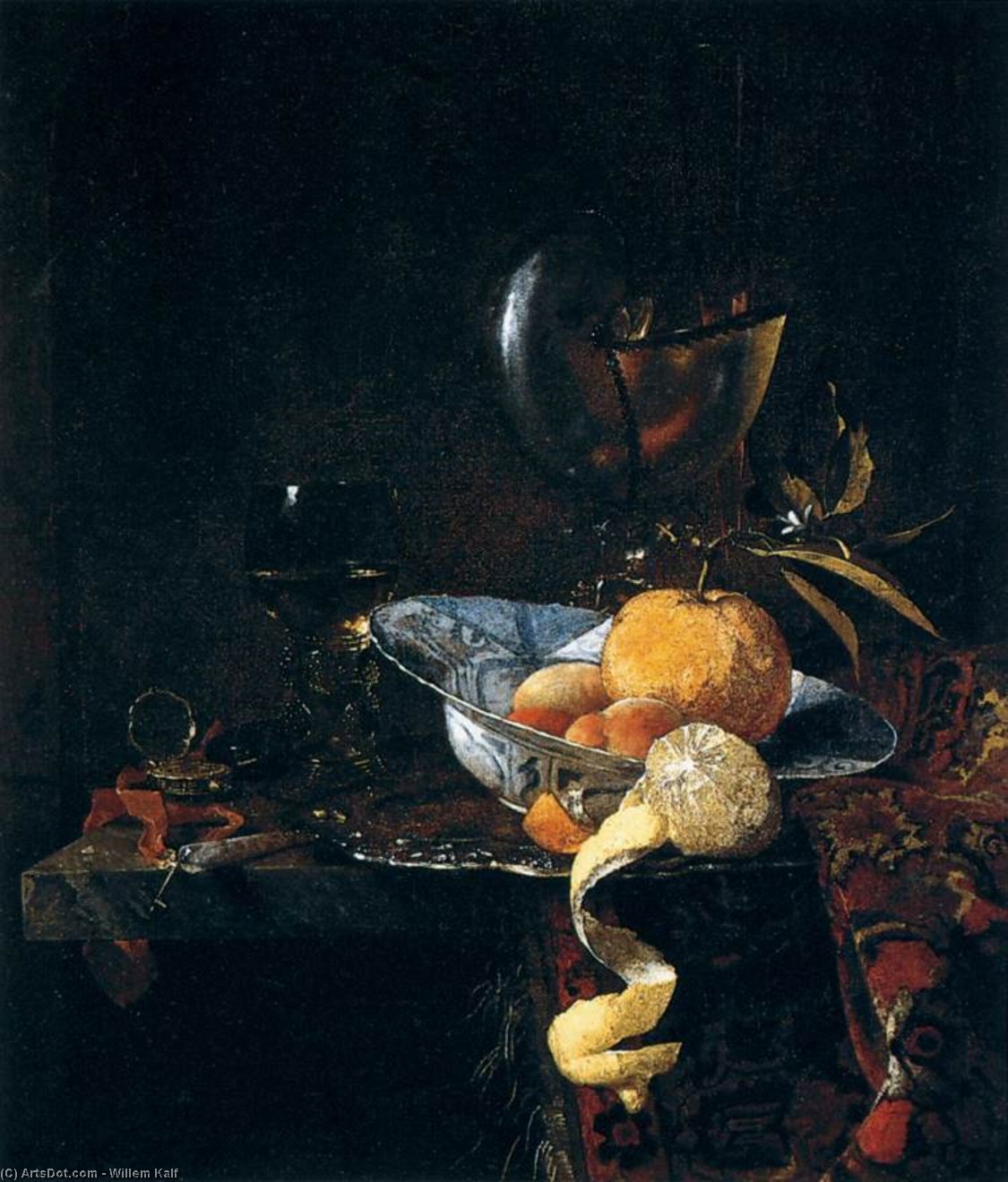Wikioo.org - Bách khoa toàn thư về mỹ thuật - Vẽ tranh, Tác phẩm nghệ thuật Willem Kalf - Still-Life with Porcelain and a Nautilus Cup