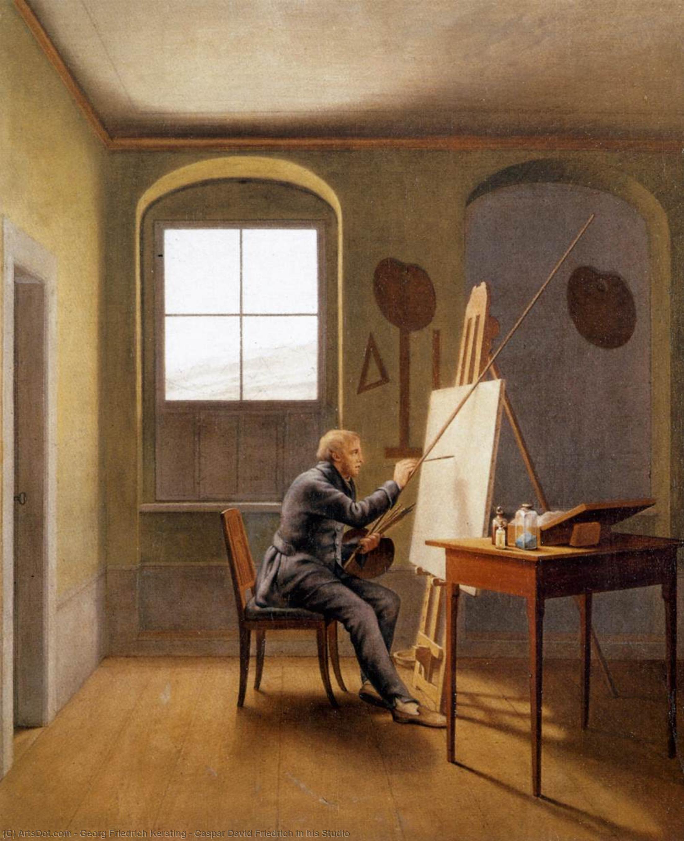 Wikioo.org - The Encyclopedia of Fine Arts - Painting, Artwork by Georg Friedrich Kersting - Caspar David Friedrich in his Studio