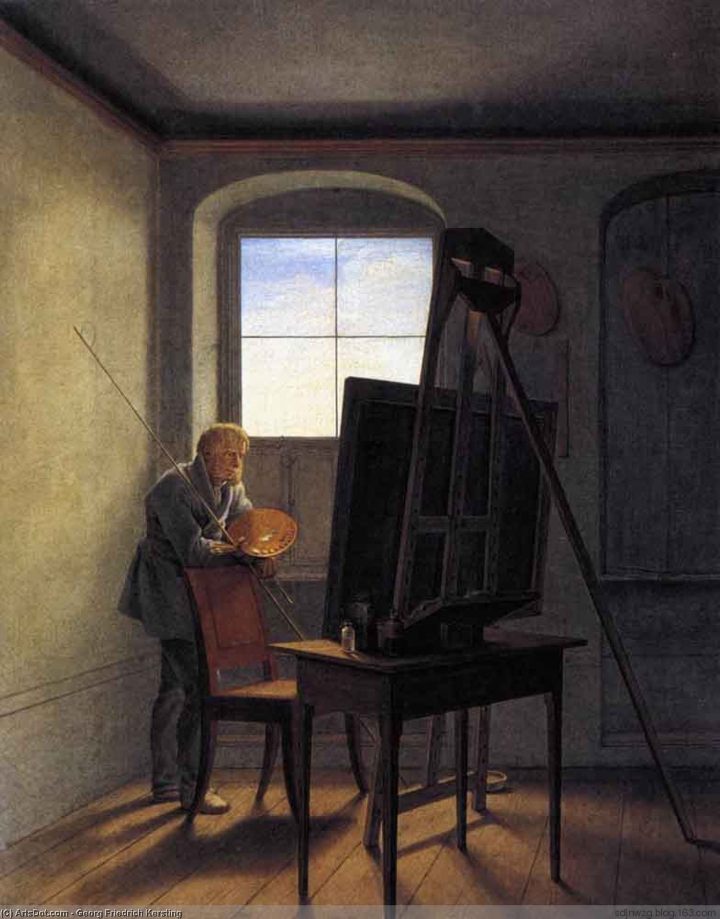 WikiOO.org - Enciclopedia of Fine Arts - Pictura, lucrări de artă Georg Friedrich Kersting - Caspar David Friedrich in his Studio