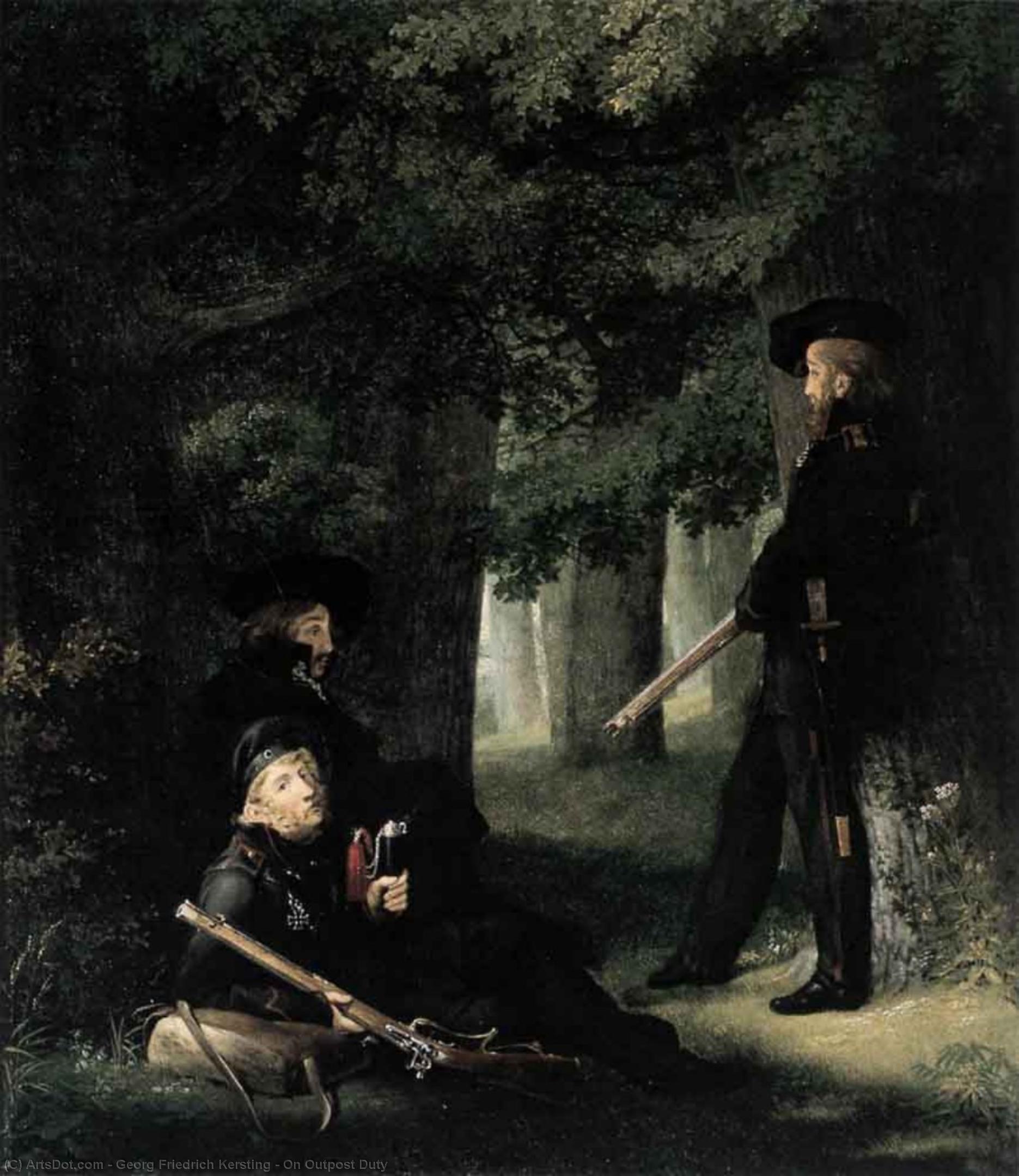 WikiOO.org - Encyclopedia of Fine Arts - Maleri, Artwork Georg Friedrich Kersting - On Outpost Duty