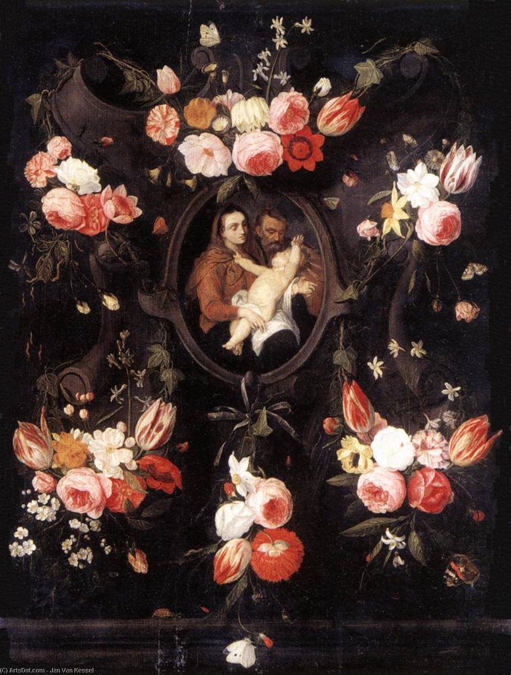Wikioo.org - สารานุกรมวิจิตรศิลป์ - จิตรกรรม Jan Van Kessel - Holy Family