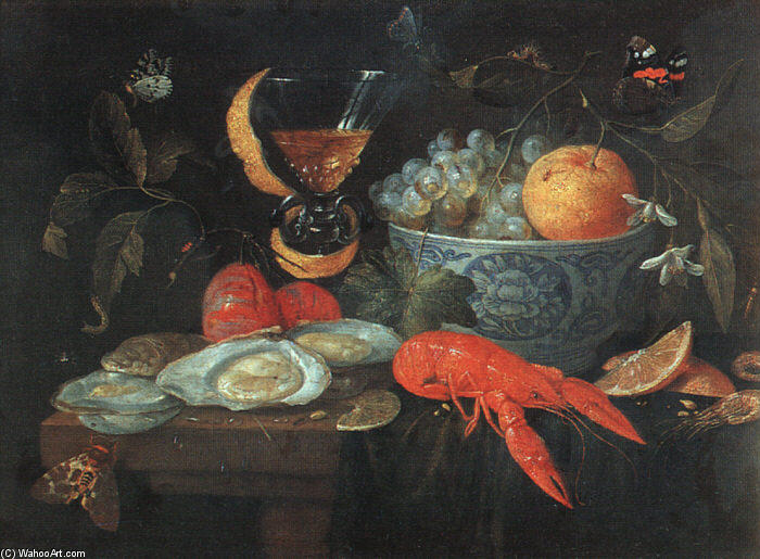 Wikioo.org - The Encyclopedia of Fine Arts - Painting, Artwork by Jan Van Kessel - Still-Life with Fruit and Shellfish