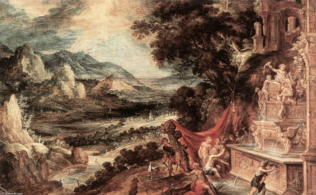 Wikioo.org - The Encyclopedia of Fine Arts - Painting, Artwork by Kerstiaen De Keuninck - Landscape with Actaeon and Diana