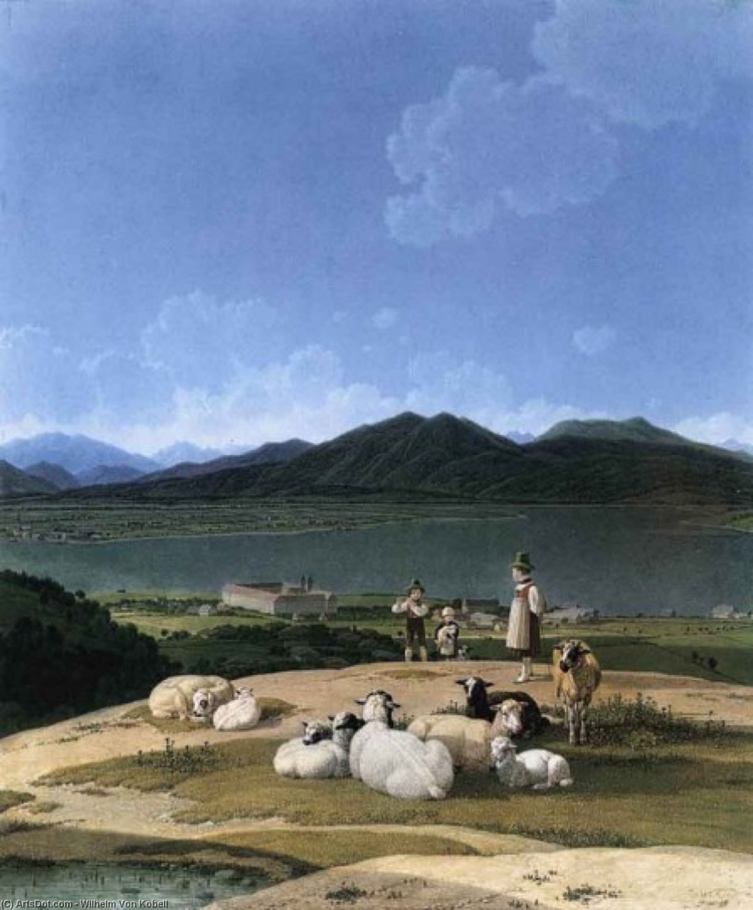 Wikioo.org - Encyklopedia Sztuk Pięknych - Malarstwo, Grafika Wilhelm Von Kobell - View of Tegernsee