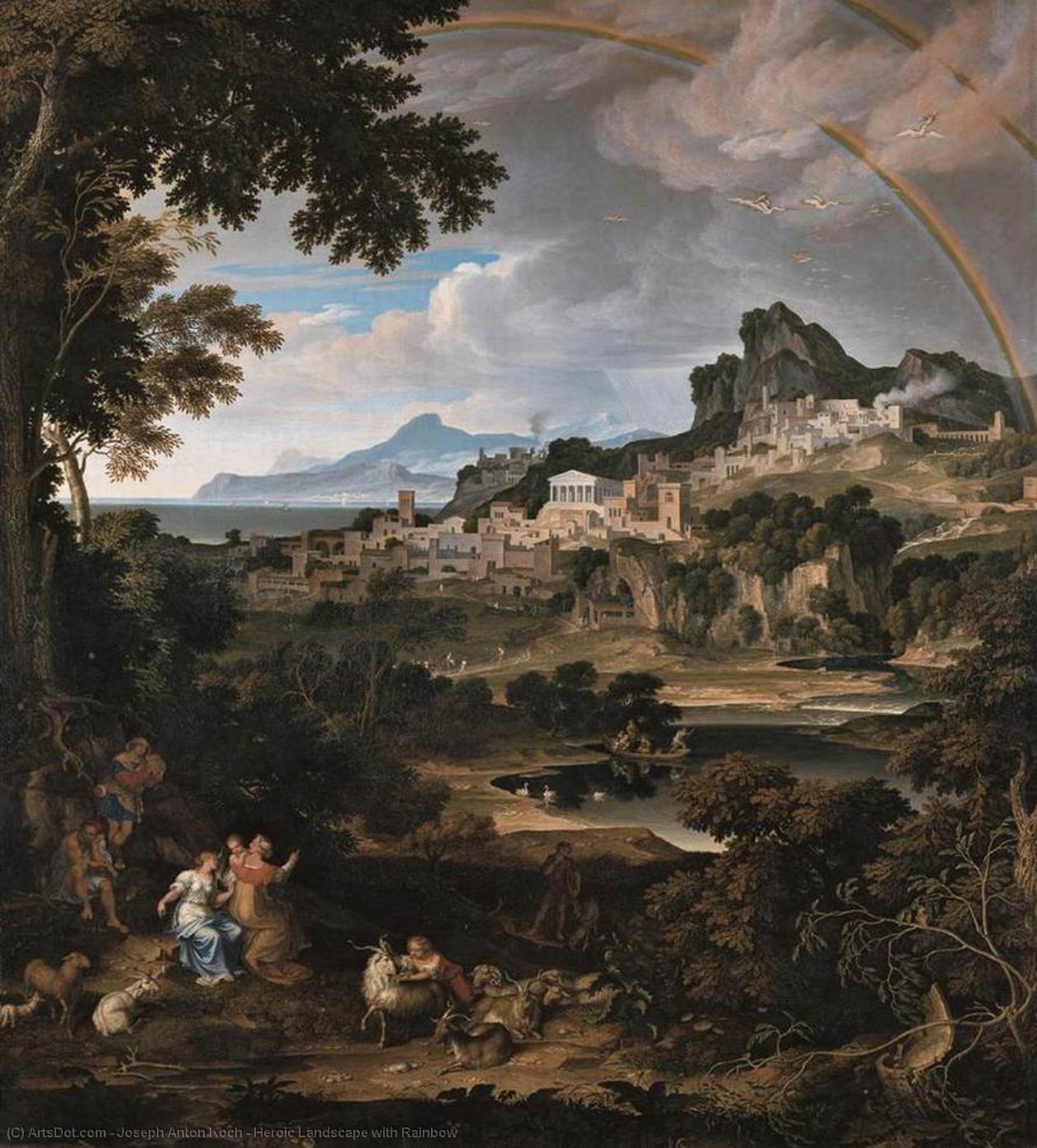 Wikioo.org - The Encyclopedia of Fine Arts - Painting, Artwork by Joseph Anton Koch - Heroic Landscape with Rainbow