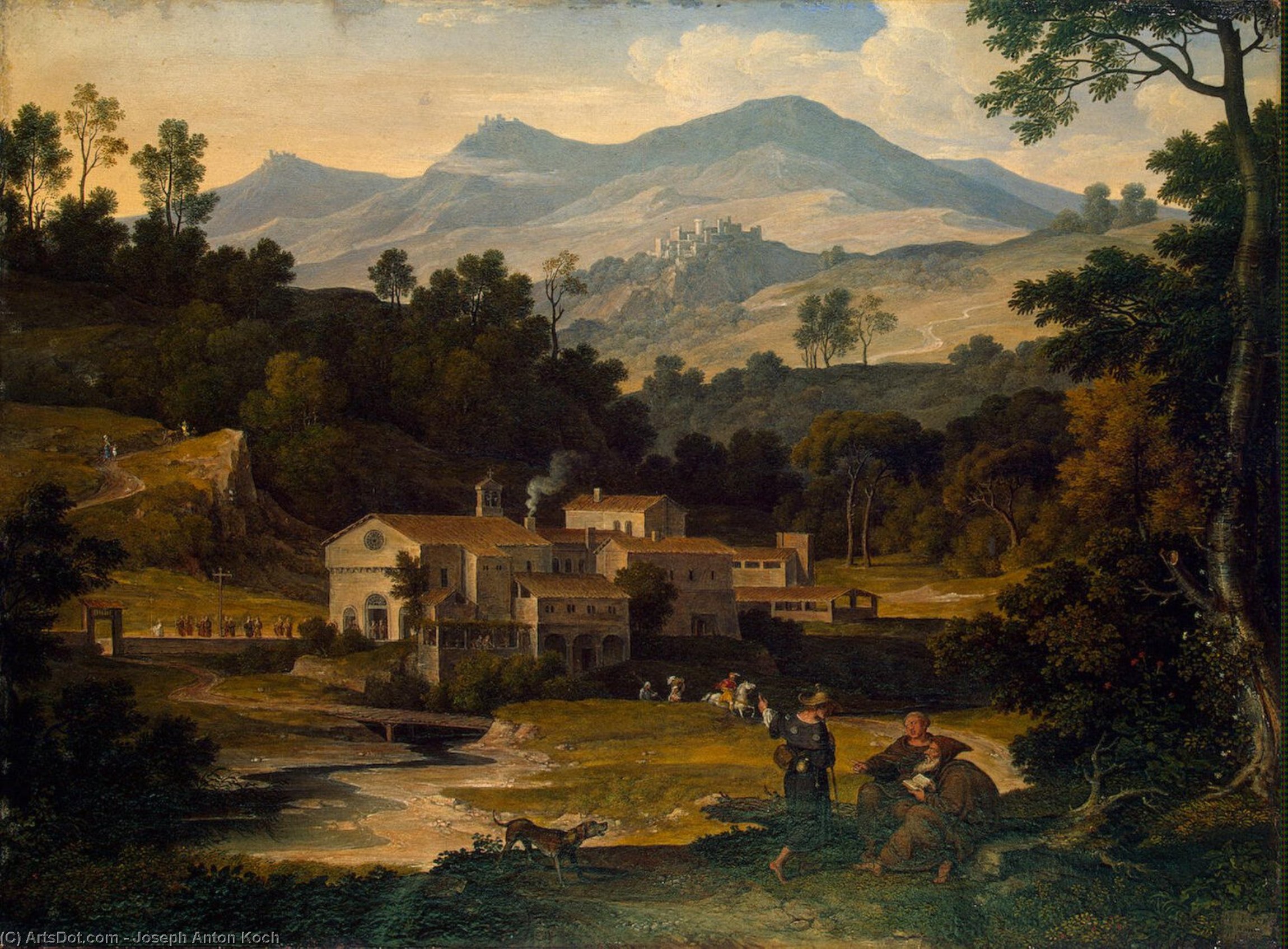 Wikioo.org - The Encyclopedia of Fine Arts - Painting, Artwork by Joseph Anton Koch - Monastery of San Francesco di Civitella in the Sabine Mountains