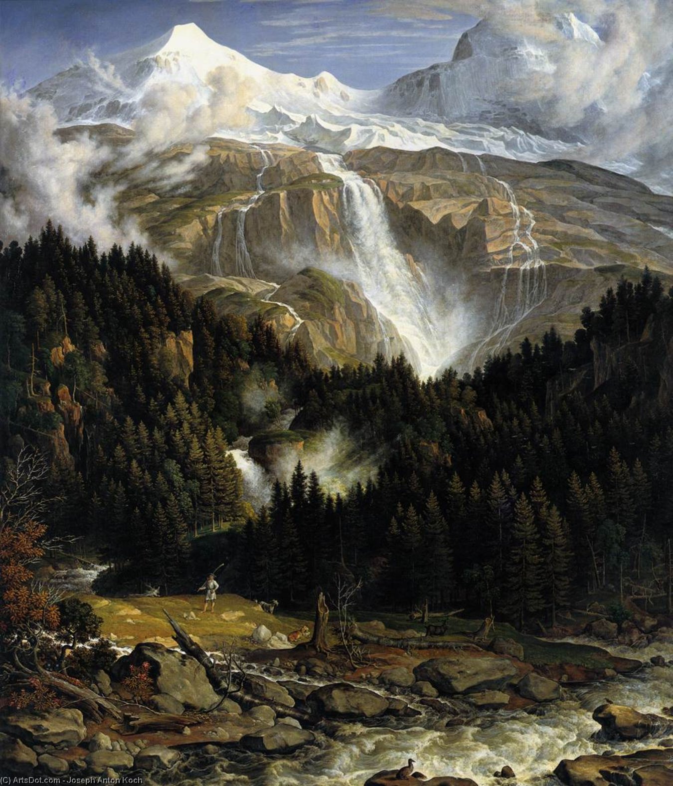 WikiOO.org - אנציקלופדיה לאמנויות יפות - ציור, יצירות אמנות Joseph Anton Koch - The Schmadribach Falls