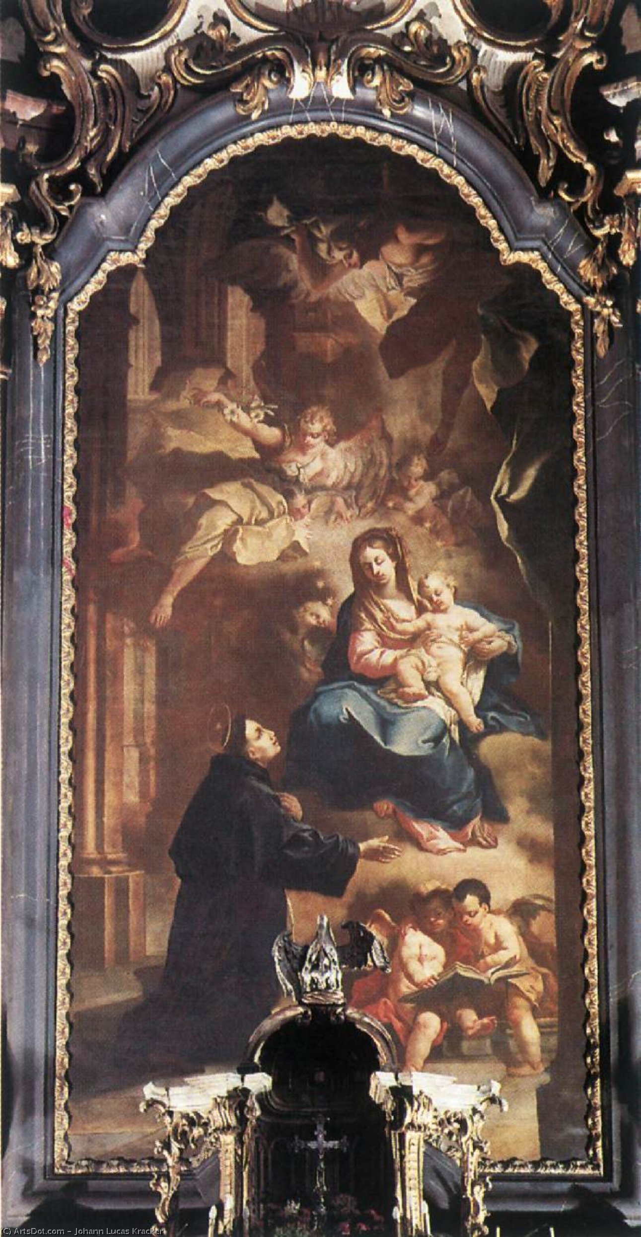 Wikioo.org - The Encyclopedia of Fine Arts - Painting, Artwork by Johann Lucas Kracker - Appearance of the Virgin to St Anthony
