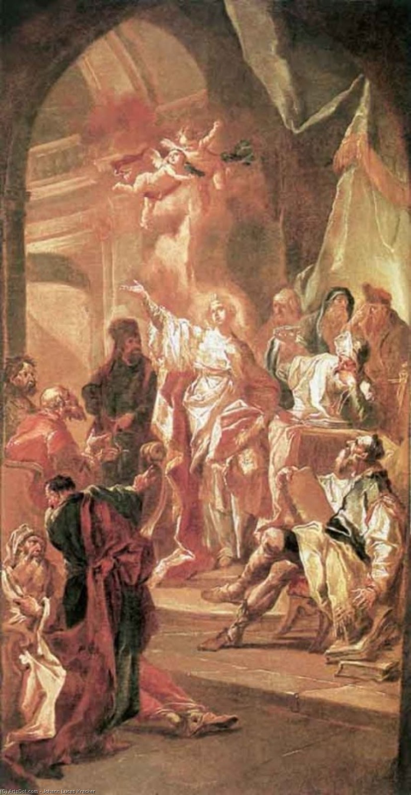 Wikioo.org - The Encyclopedia of Fine Arts - Painting, Artwork by Johann Lucas Kracker - The Dispute between St Catherine of Alexandria and the Philosophers