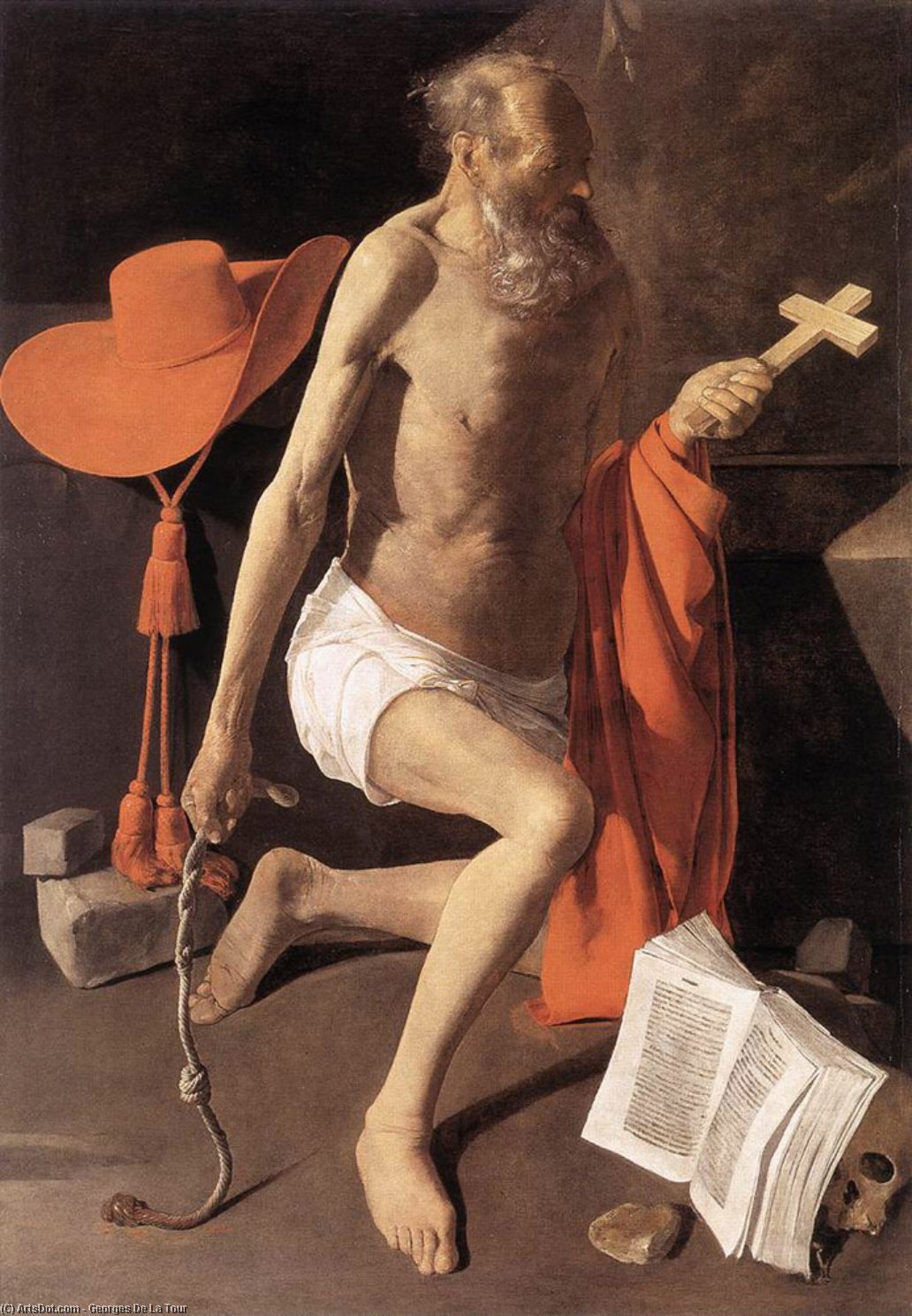 WikiOO.org – 美術百科全書 - 繪畫，作品 Georges De La Tour - 忏悔圣杰罗姆