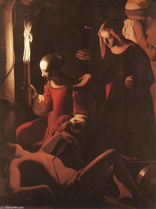 Wikioo.org - The Encyclopedia of Fine Arts - Painting, Artwork by Georges De La Tour - St Sebastien Attended by St Irene