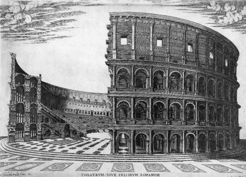 Wikioo.org – L'Enciclopedia delle Belle Arti - Pittura, Opere di Antonio Lafreri - Il Colosseo contante Roma