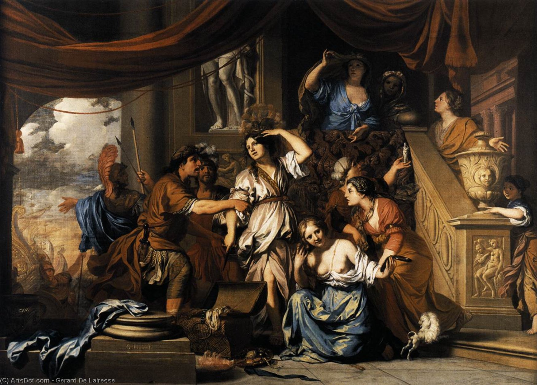 Wikioo.org - The Encyclopedia of Fine Arts - Painting, Artwork by Gérard De Lairesse - Achilles Discovered among the Daughters of Lycomedes