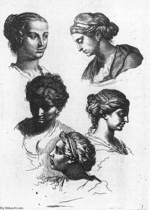 WikiOO.org - Encyclopedia of Fine Arts - Maleri, Artwork Gérard De Lairesse - Five Female Heads