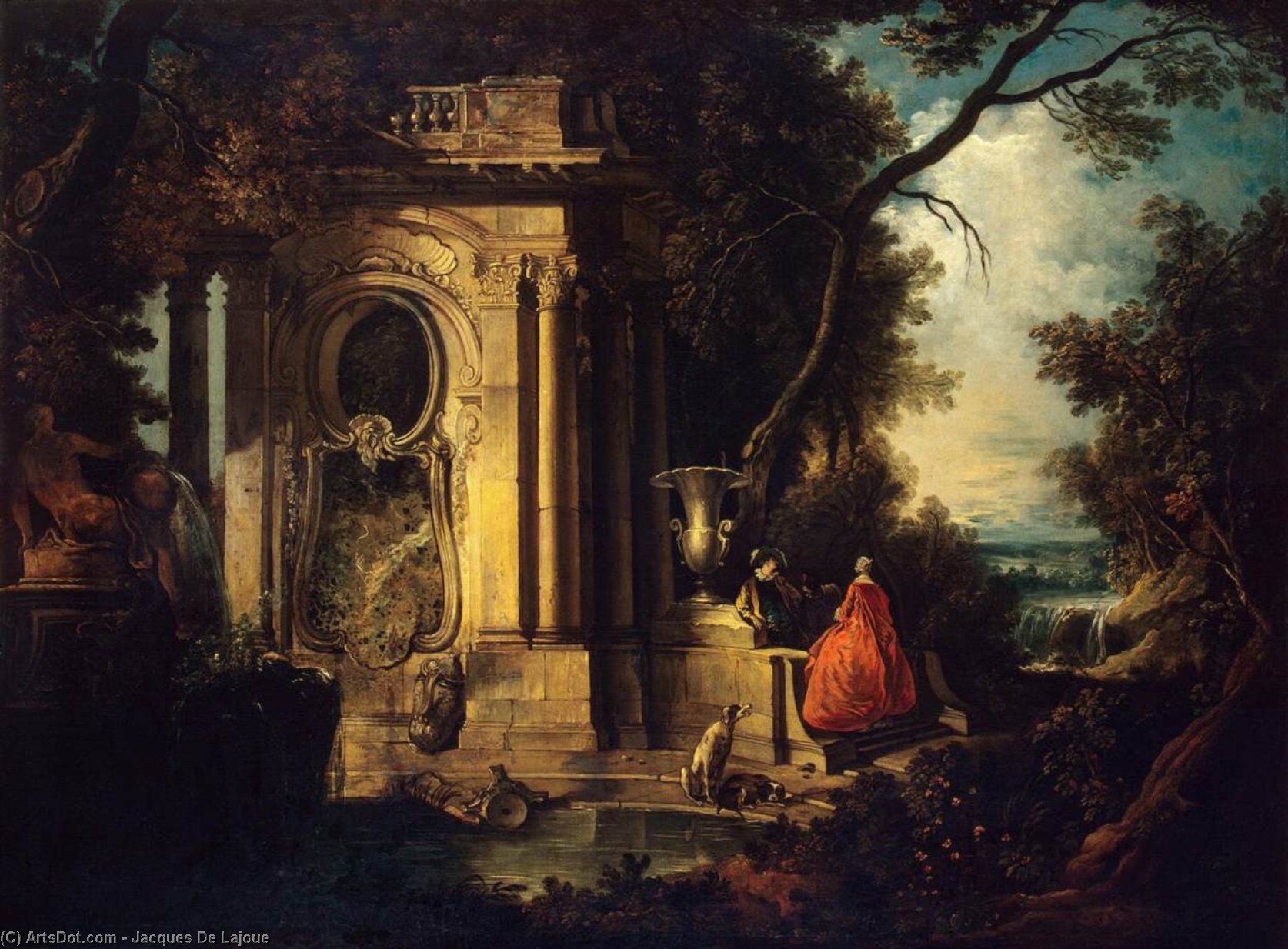 Wikioo.org – L'Enciclopedia delle Belle Arti - Pittura, Opere di Jacques De Lajoue - scena in Un  parco