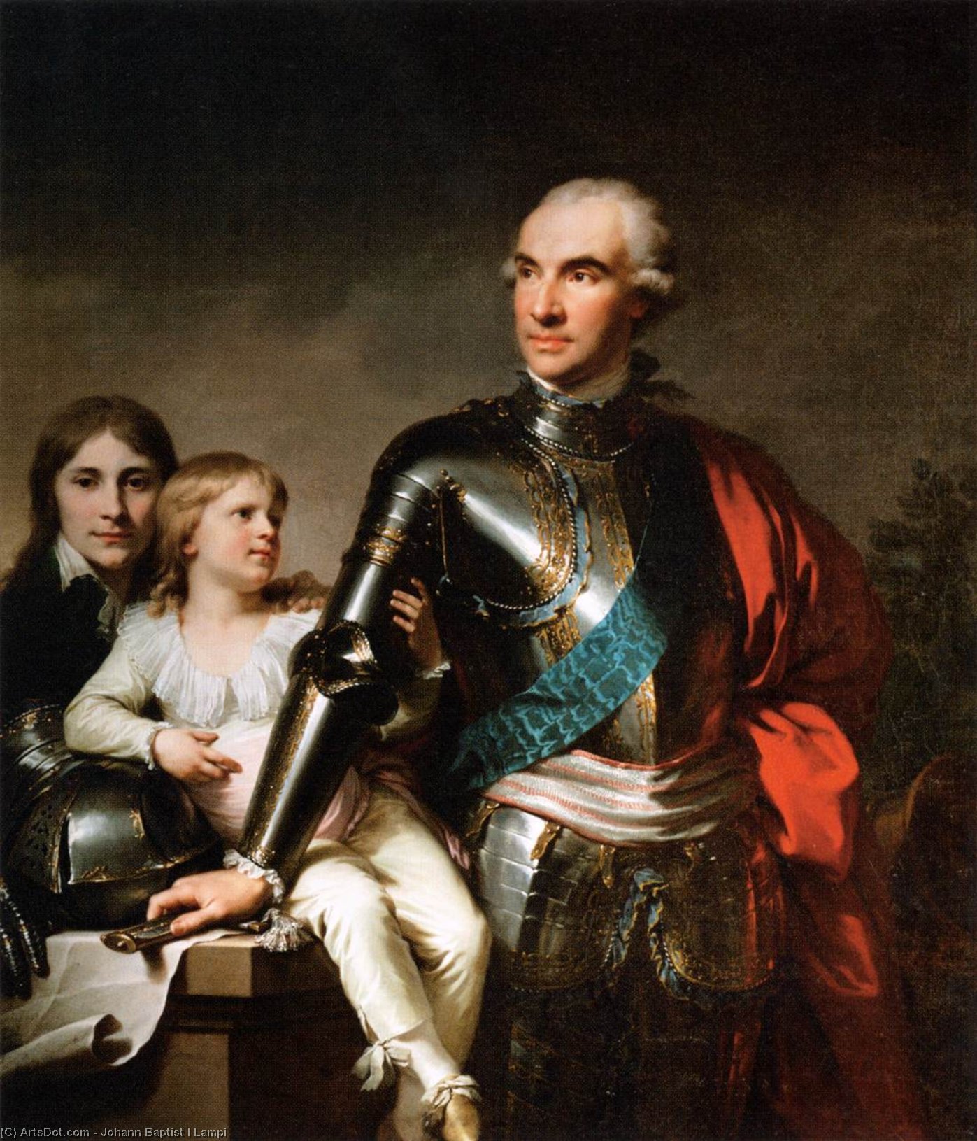 Wikioo.org - The Encyclopedia of Fine Arts - Painting, Artwork by Johann Baptist Ii Lampi - Count Stanislas Felix Potocki and his Two Sons