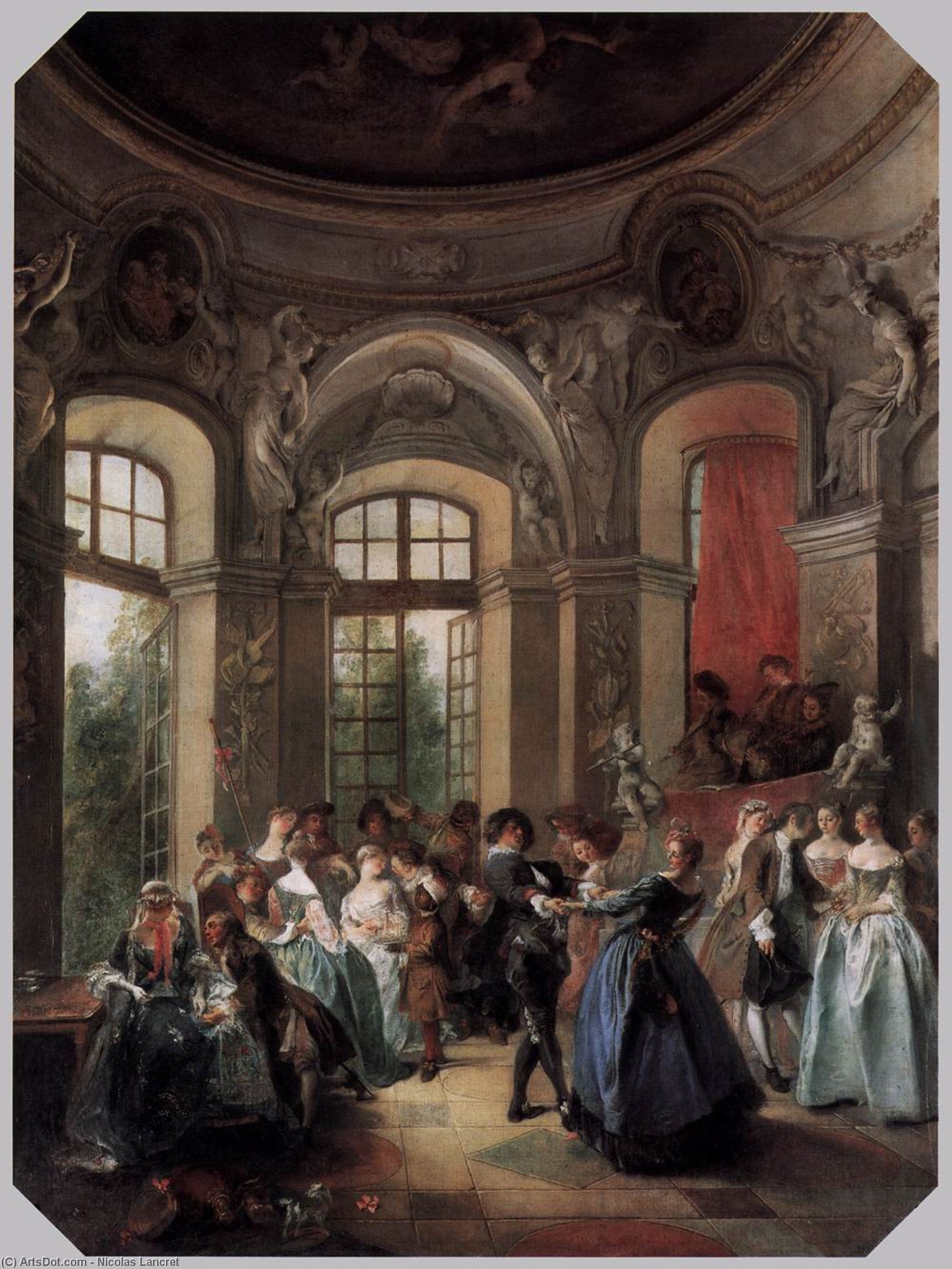 Wikioo.org - The Encyclopedia of Fine Arts - Painting, Artwork by Nicolas Lancret - Dance in a Pavilion