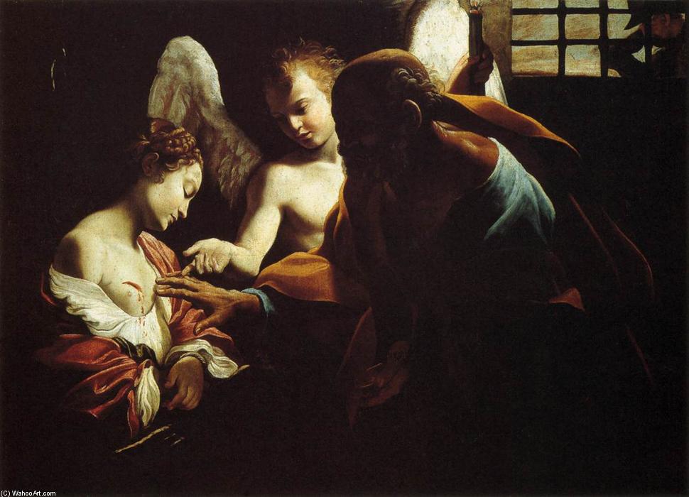 Wikioo.org - The Encyclopedia of Fine Arts - Painting, Artwork by Giovanni Lanfranco - St Peter Healing St Agatha