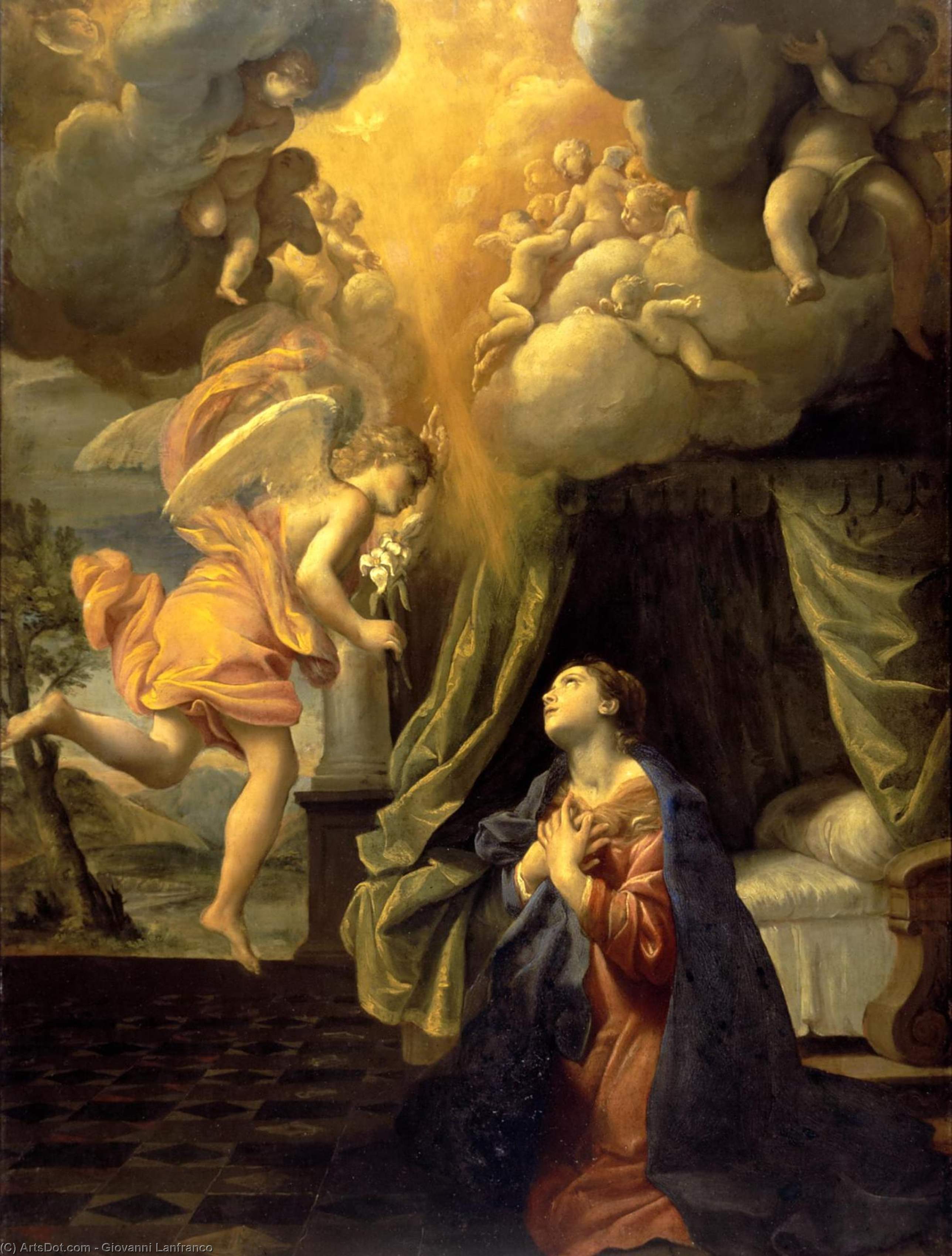 WikiOO.org - Enciklopedija dailės - Tapyba, meno kuriniai Giovanni Lanfranco - The Annunciation