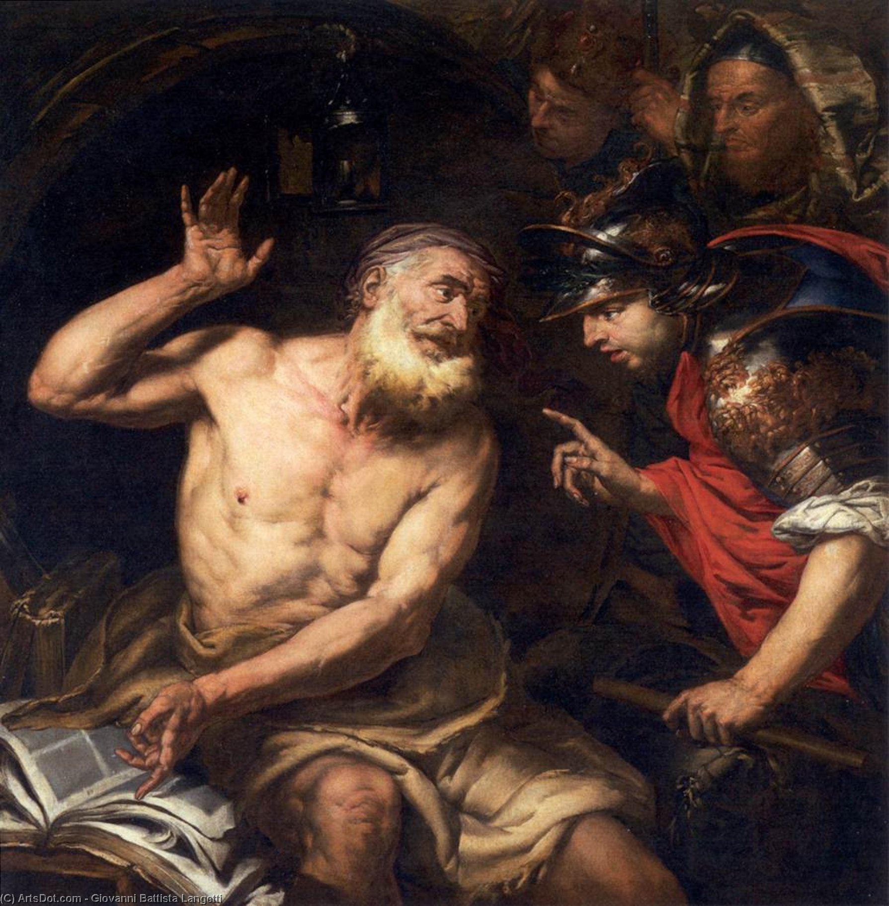 Wikioo.org - The Encyclopedia of Fine Arts - Painting, Artwork by Giovanni Battista Langetti - Diogenes and Alexander