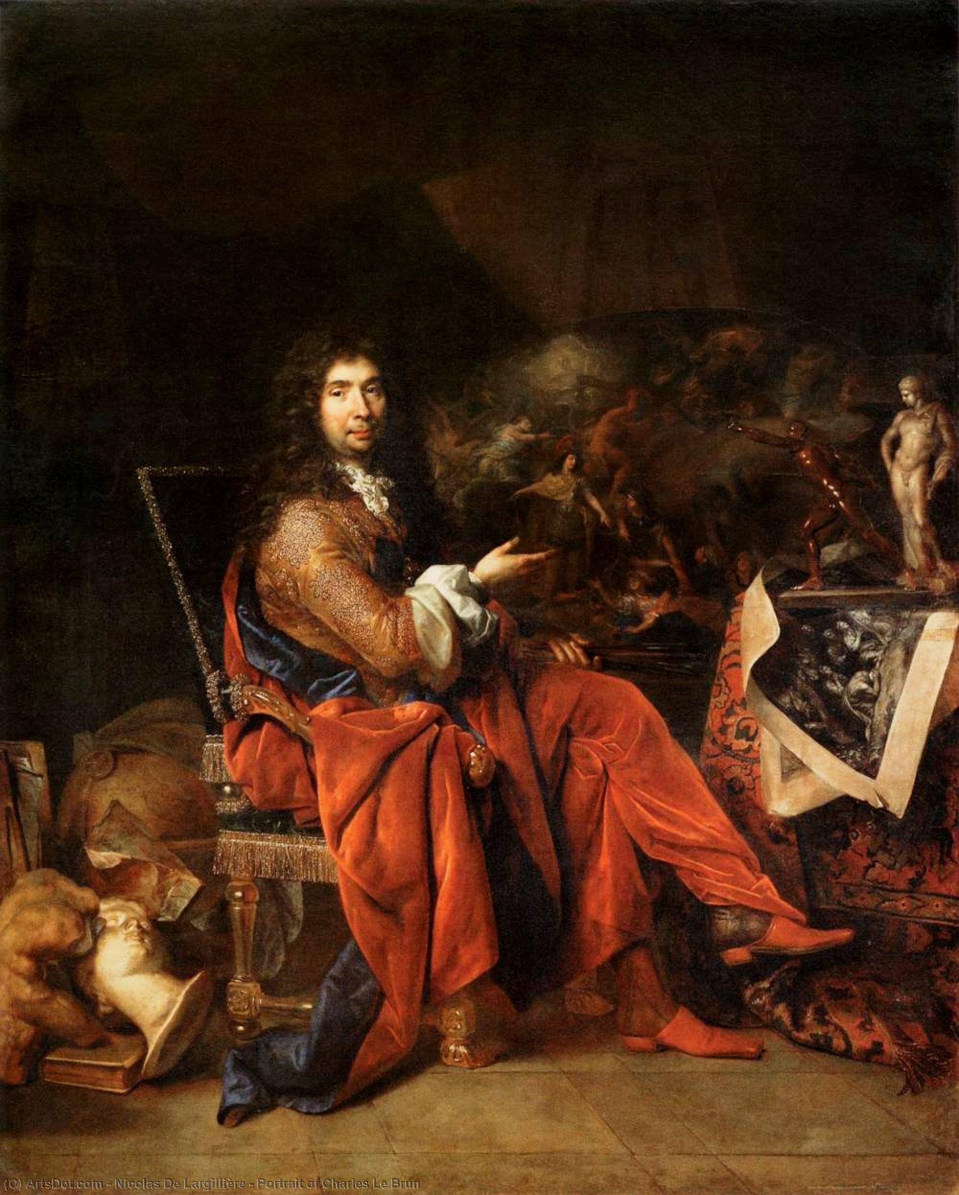 Wikioo.org - Bách khoa toàn thư về mỹ thuật - Vẽ tranh, Tác phẩm nghệ thuật Nicolas De Largillière - Portrait of Charles Le Brun
