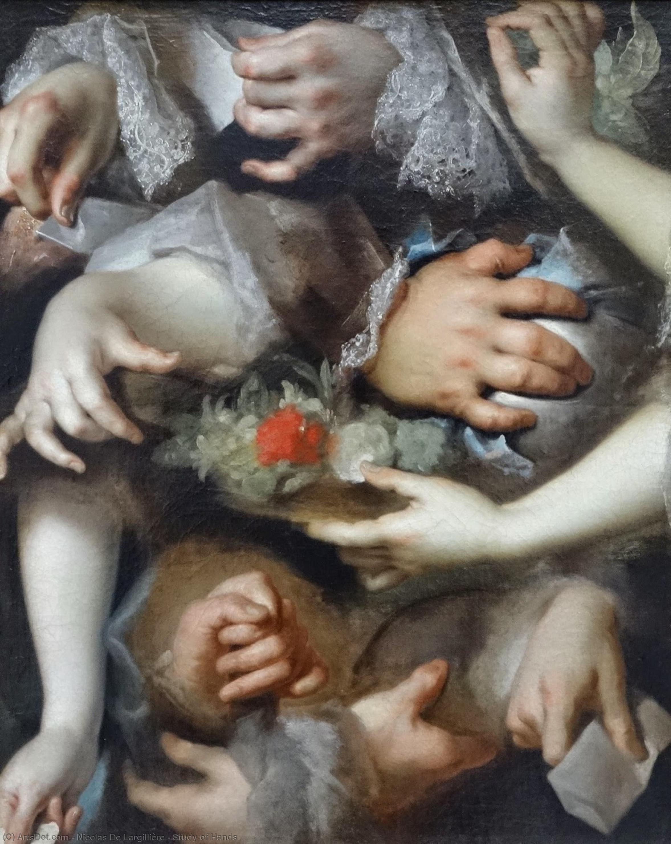 WikiOO.org - אנציקלופדיה לאמנויות יפות - ציור, יצירות אמנות Nicolas De Largillière - Study of Hands