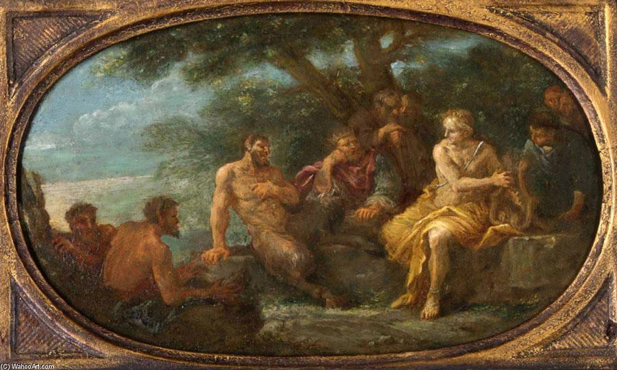 Wikioo.org - The Encyclopedia of Fine Arts - Painting, Artwork by Filippo Lauri - King Midas Judging the Musical Contest between Apollo and Pan