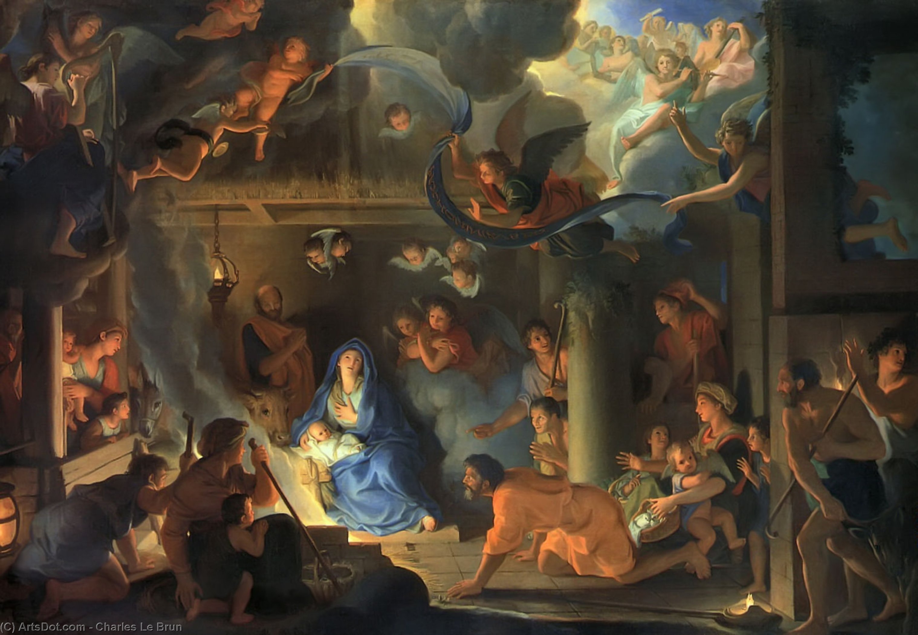 Wikioo.org - The Encyclopedia of Fine Arts - Painting, Artwork by Charles Le Brun - Adoration of the Shepherds