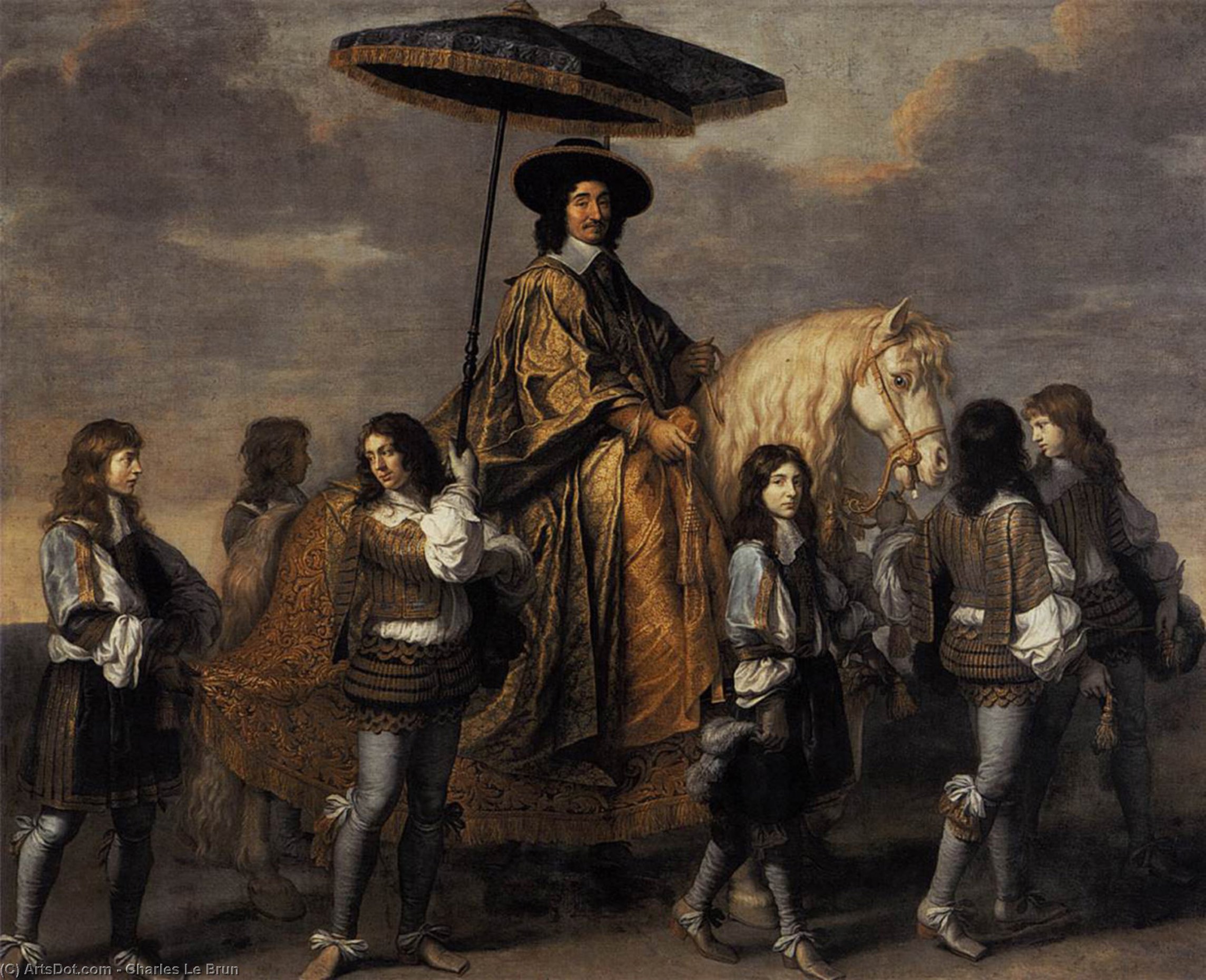 WikiOO.org - Enciklopedija dailės - Tapyba, meno kuriniai Charles Le Brun - Chancellor Séguier at the Entry of Louis XIV into Paris