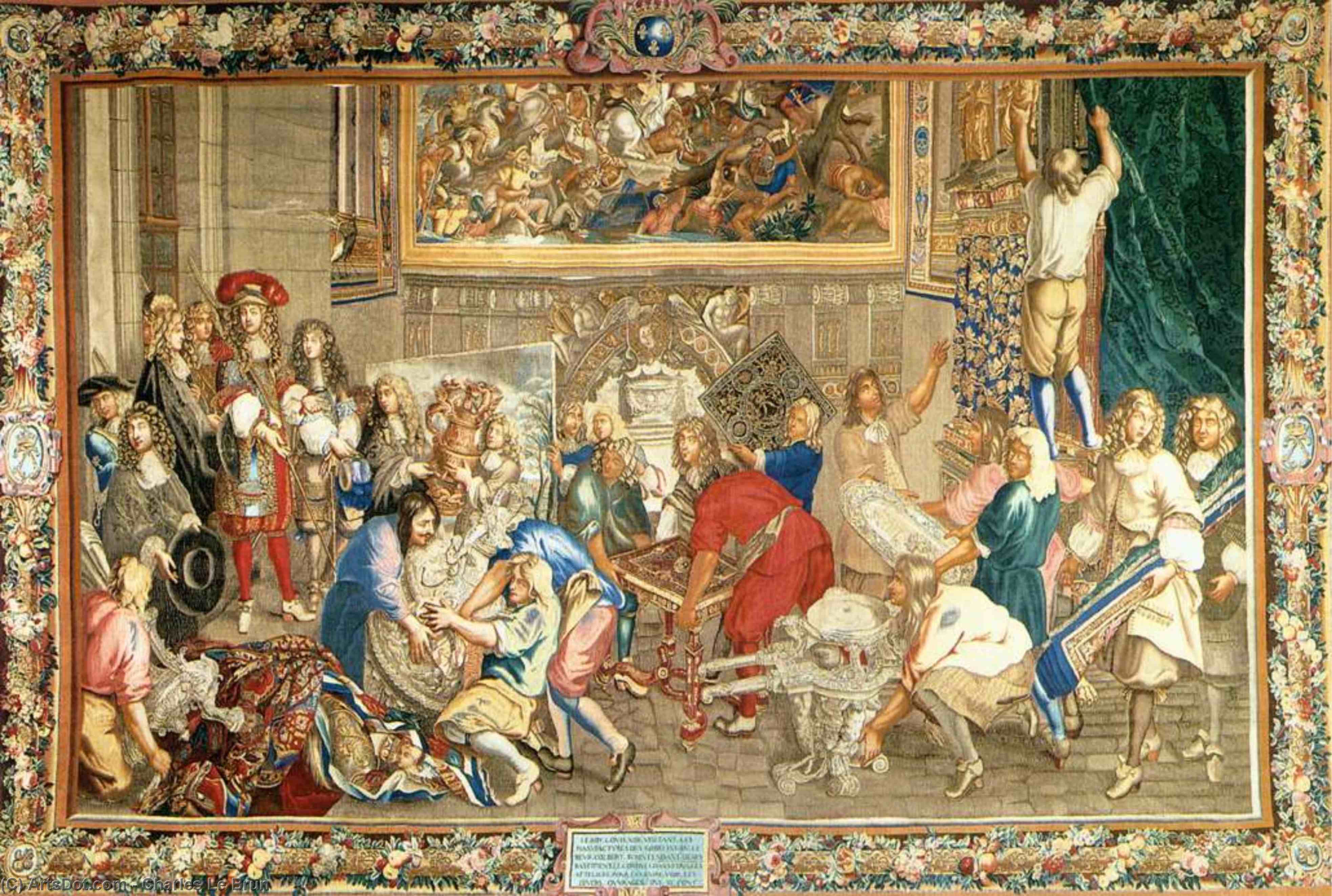 Wikioo.org - The Encyclopedia of Fine Arts - Painting, Artwork by Charles Le Brun - Louis XIV Visiting the Gobelins Factory
