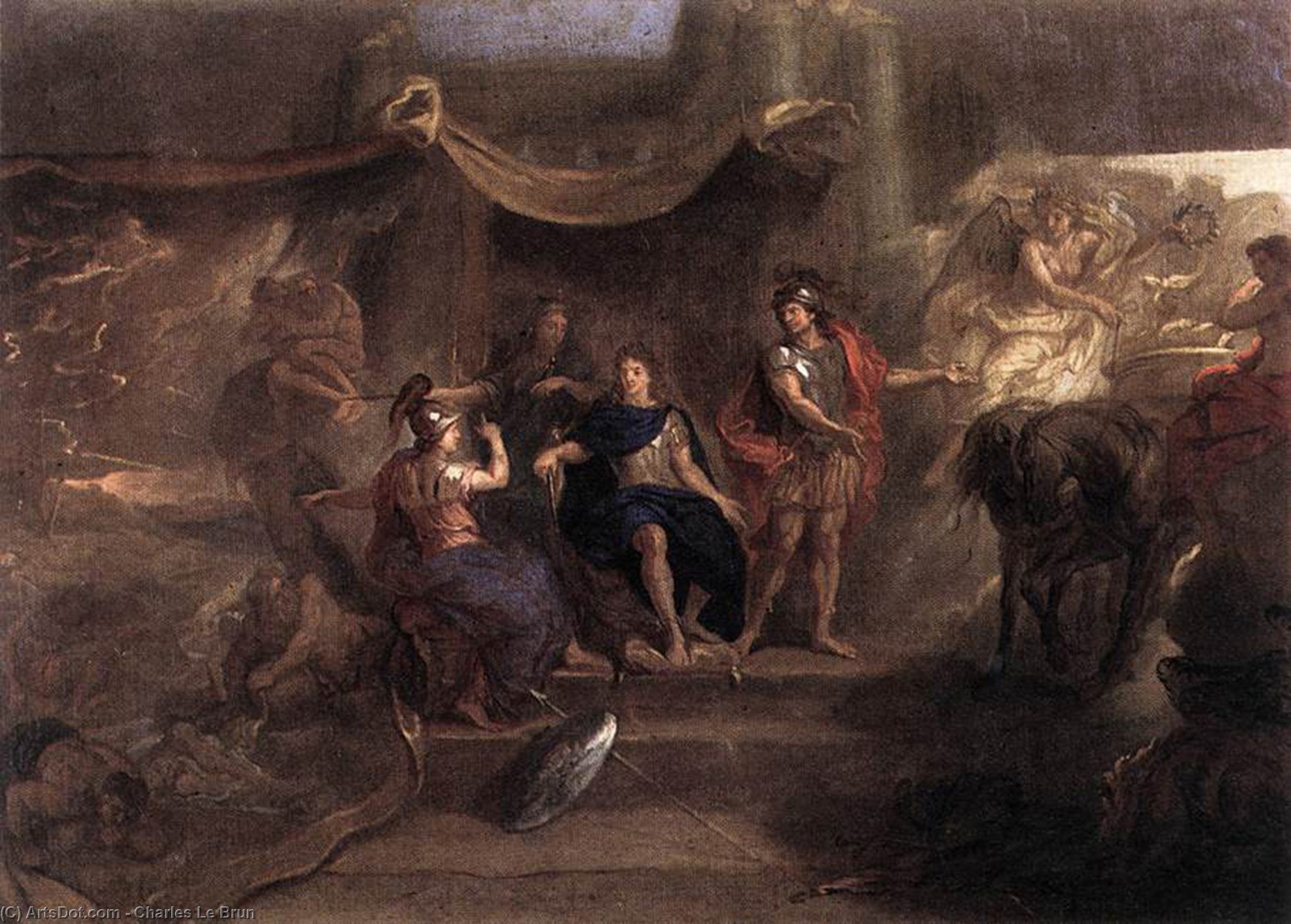 Wikioo.org - The Encyclopedia of Fine Arts - Painting, Artwork by Charles Le Brun - The Resolution of Louis XIV to Make War on the Dutch Republic