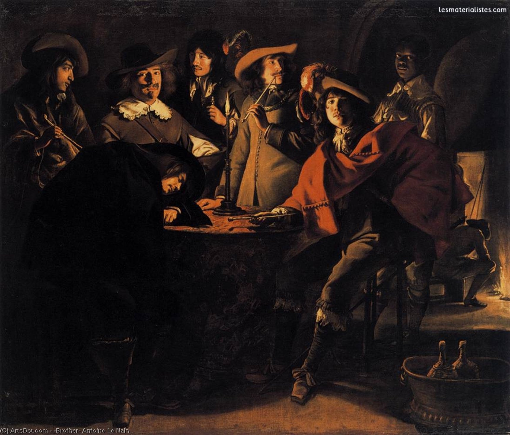WikiOO.org - Енциклопедия за изящни изкуства - Живопис, Произведения на изкуството Antoine (Brother) Le Nain - Smokers in an Interior