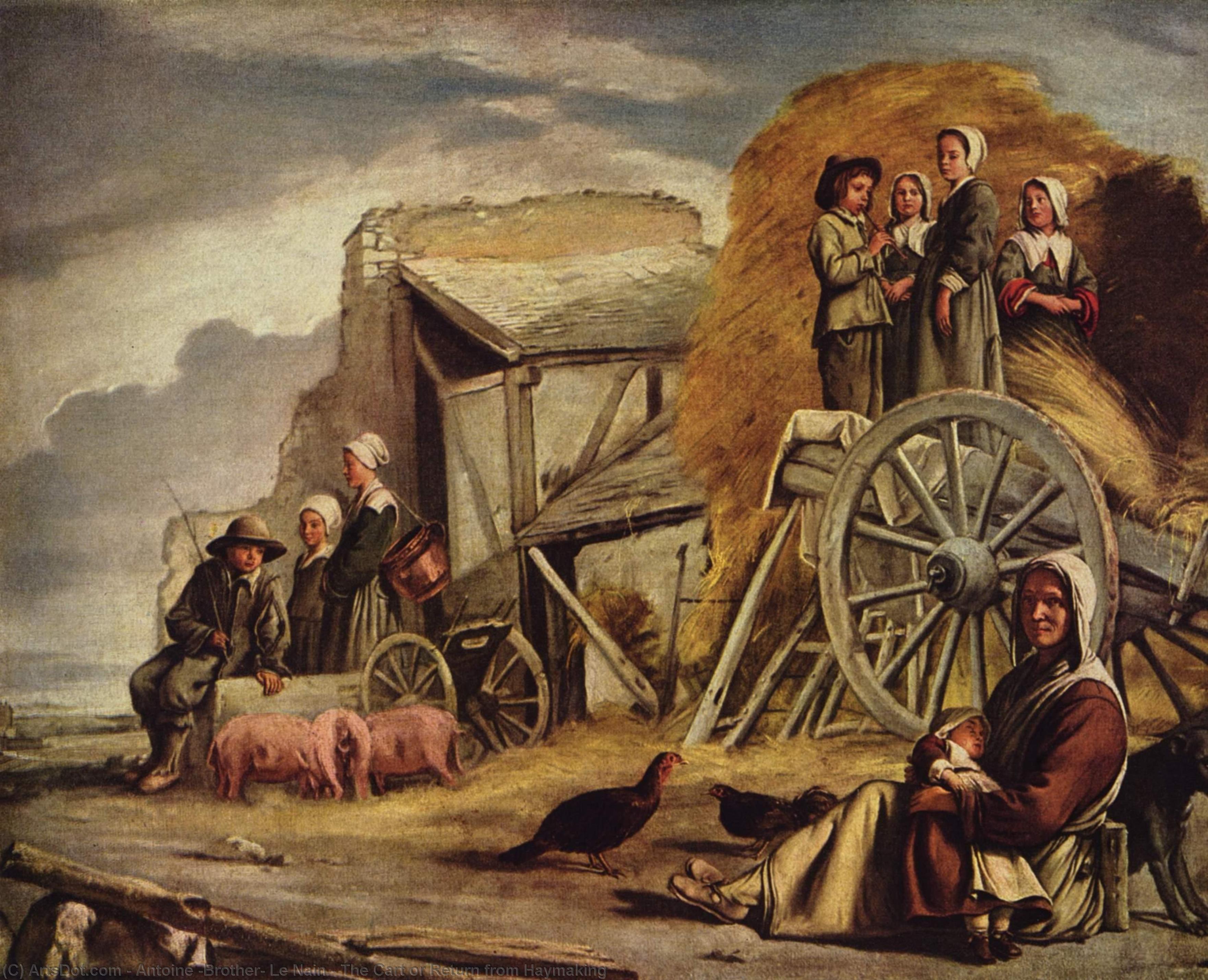 Wikioo.org - The Encyclopedia of Fine Arts - Painting, Artwork by Antoine (Brother) Le Nain - The Cart or Return from Haymaking