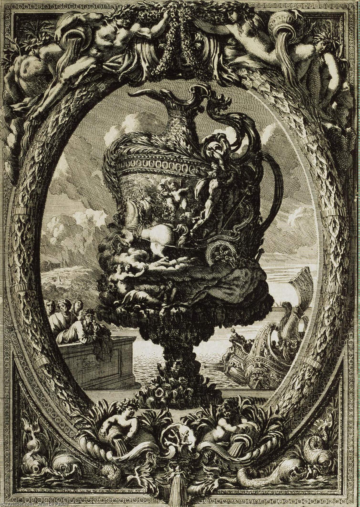 WikiOO.org - Encyclopedia of Fine Arts - Maalaus, taideteos Jean Le Pautre - Vase in a Cartouche