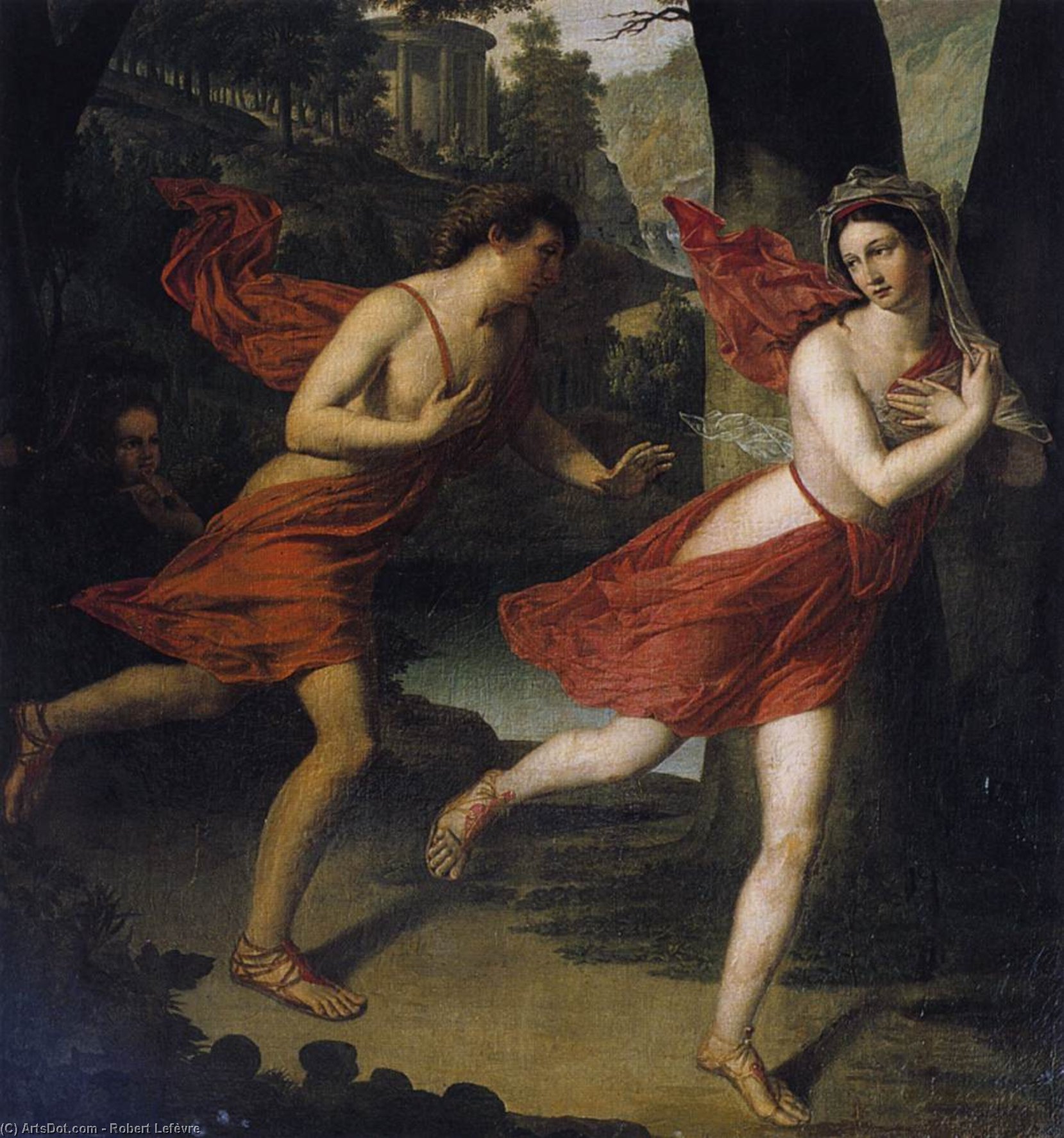 WikiOO.org - אנציקלופדיה לאמנויות יפות - ציור, יצירות אמנות Robert Jacques François Lefèvre - Pauline as Daphne Fleeing from Apollo
