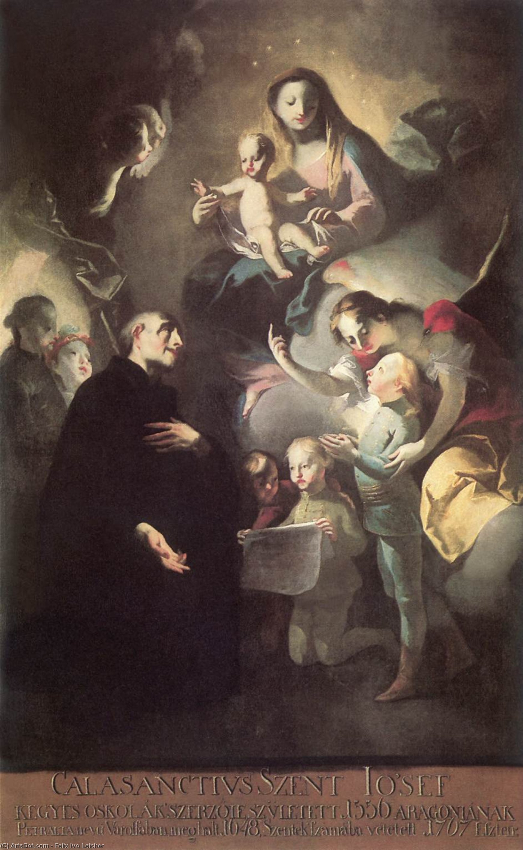 WikiOO.org - אנציקלופדיה לאמנויות יפות - ציור, יצירות אמנות Felix Ivo Leicher - Saint Joseph Calasantius before the Virgin