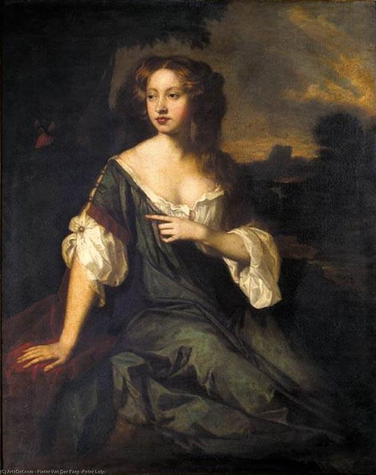 WikiOO.org - אנציקלופדיה לאמנויות יפות - ציור, יצירות אמנות Pieter Van Der Faes (Peter Lely) - Portrait of Lucy Brydges